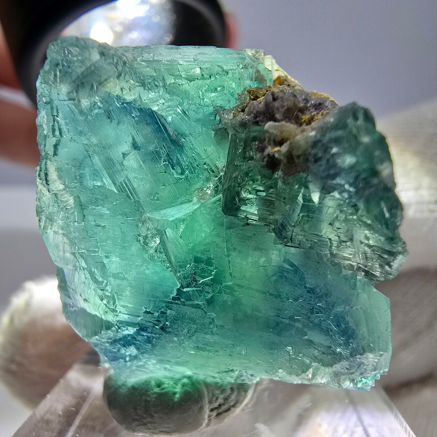 Cube de fluorite fantôme parqueté, vert turquoise Okorusu, Namibie 32*25*19mm