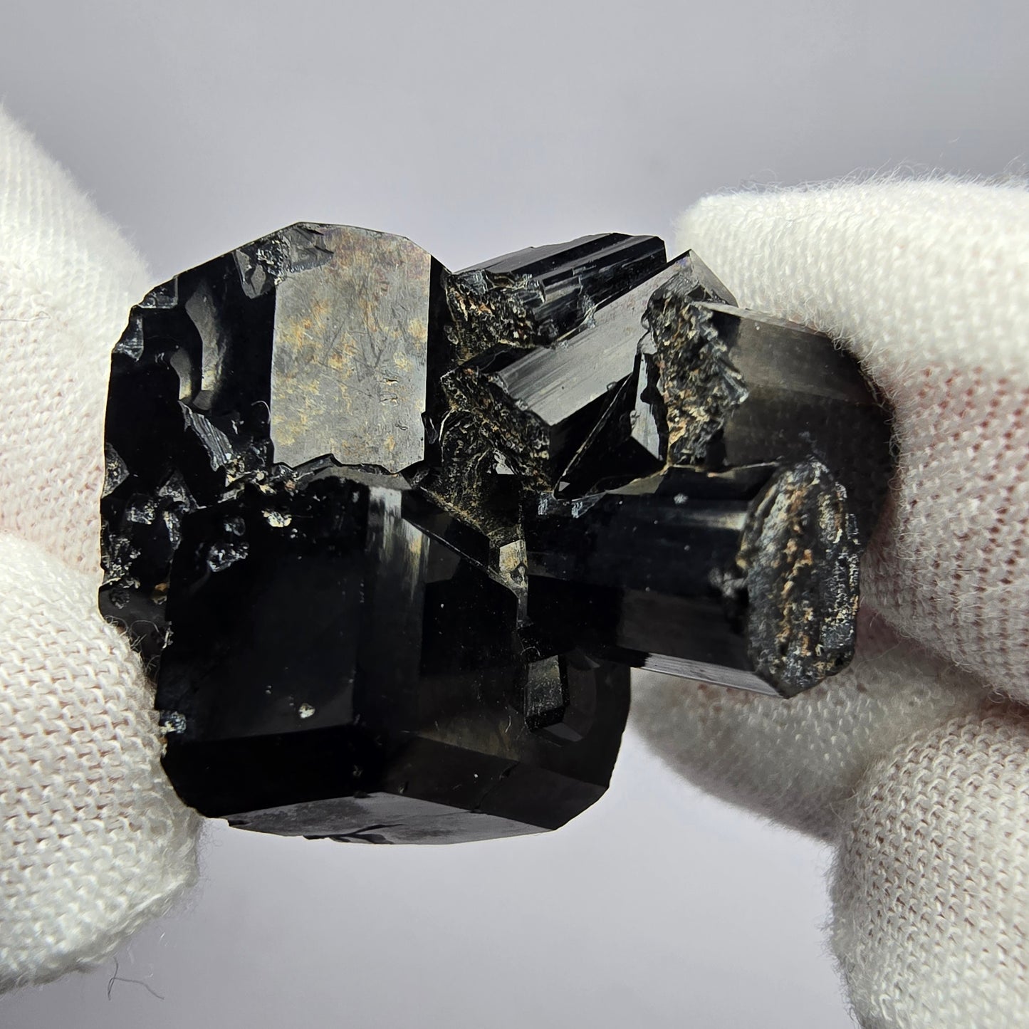 Symmetrische Schörl Turmalin Stufe schwarz glänzend Erongo, Namibia 29*25*15mm