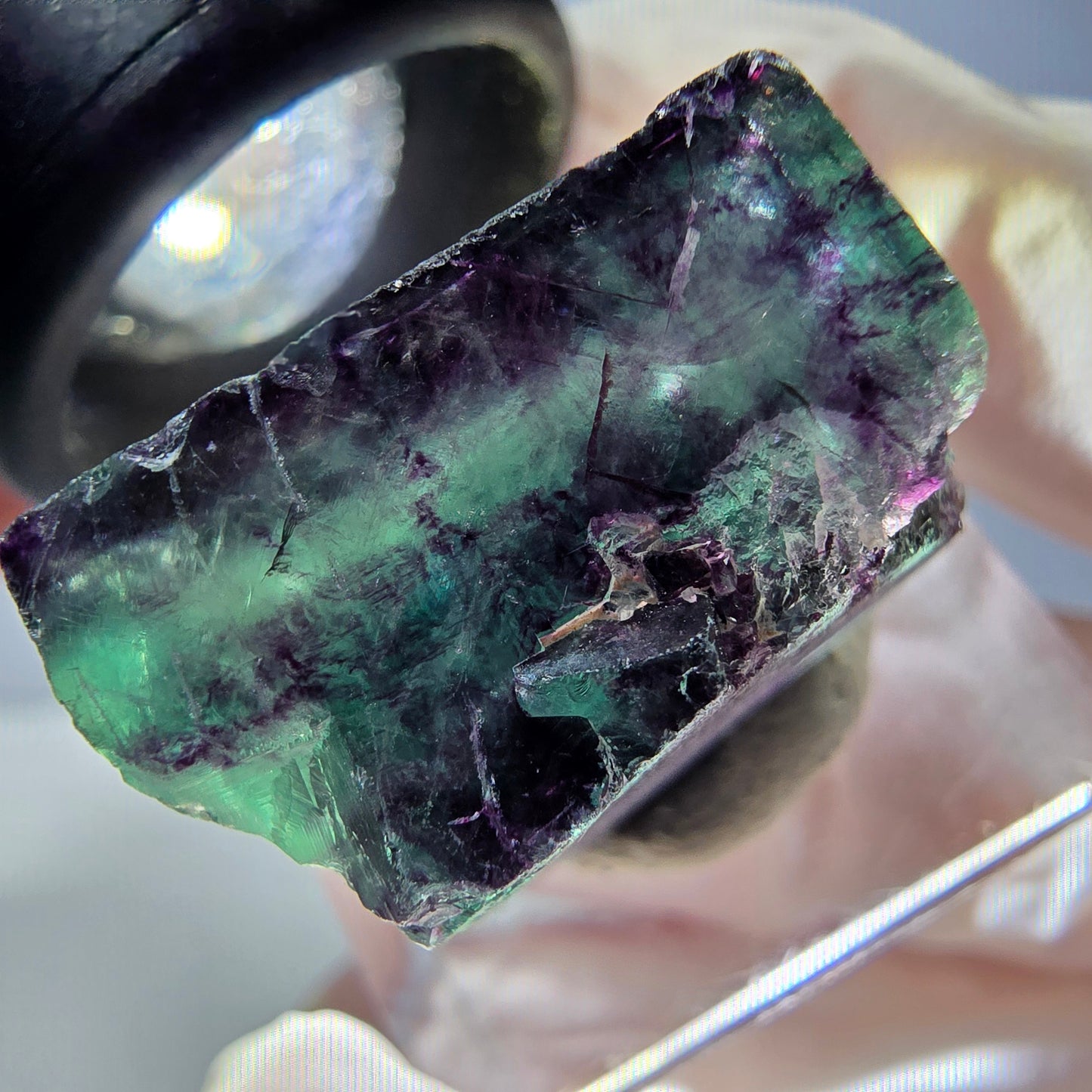 Phantom Fluorit Würfel parkettiert, grün lila Okorusu, Namibia 22*20*14mm