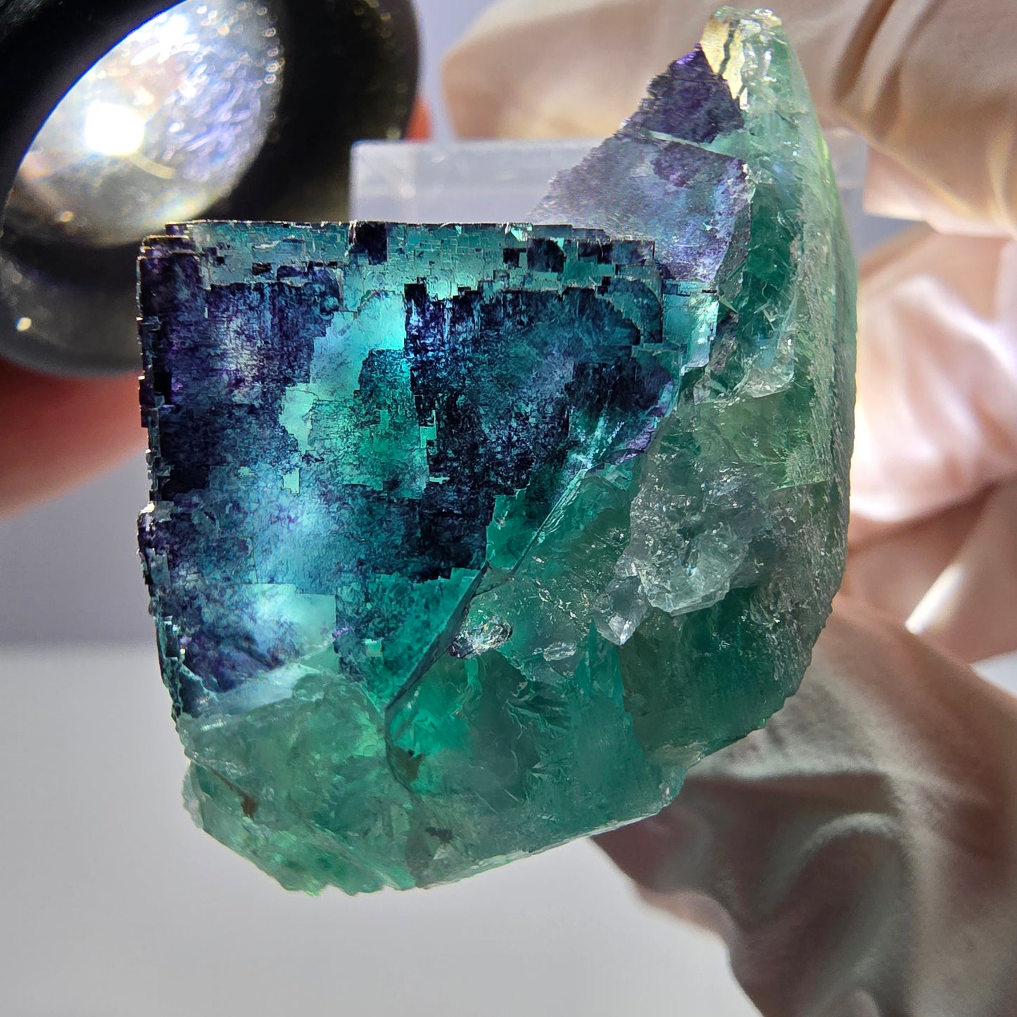 Phantom Fluorit Würfel Stufe grün lila zonal 11:11 Angel Pocket, Namibia 35*28*22mm