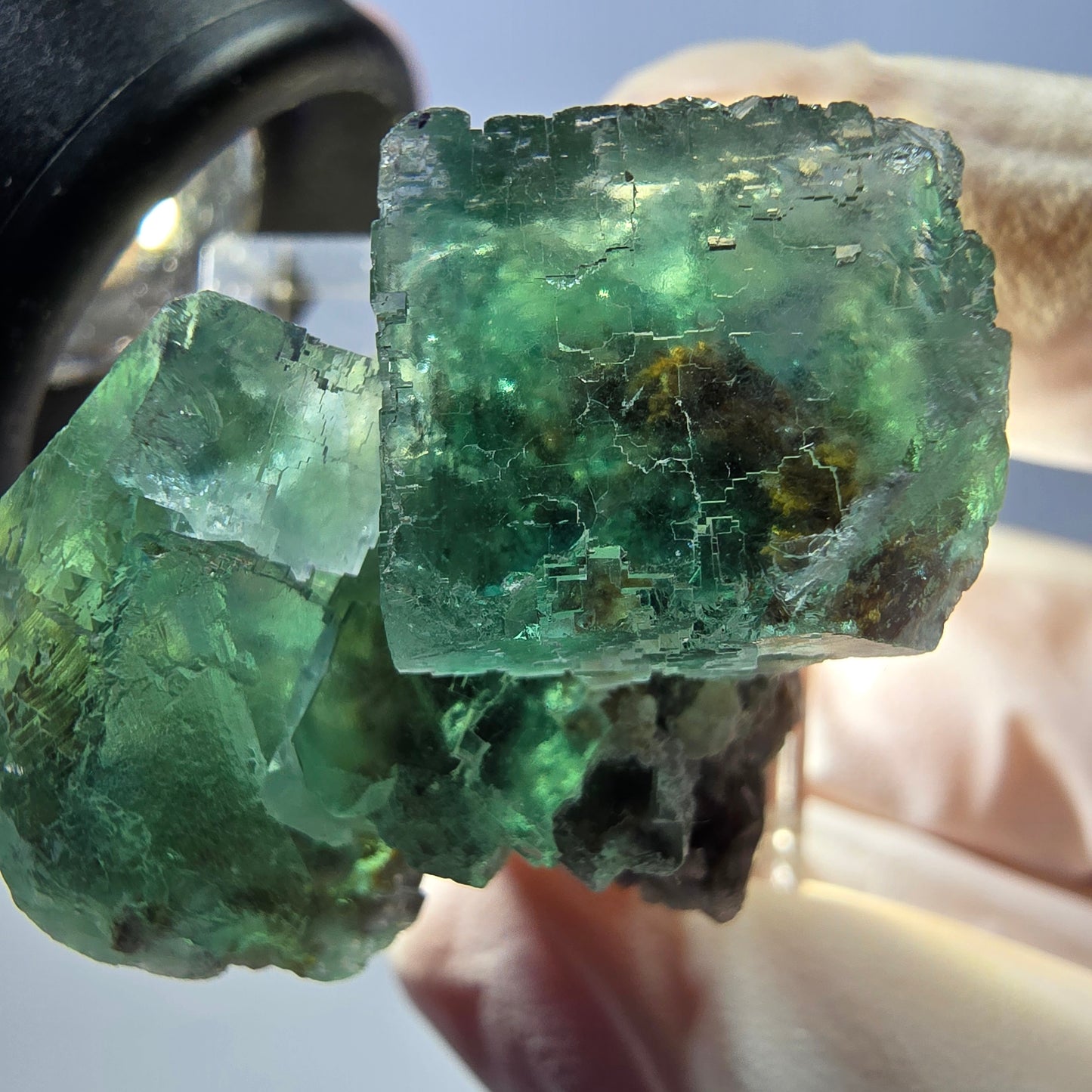 Seltene Phantom Fluorit Würfel Stufe, grün Okorusu, Namibia 36*26*23mm