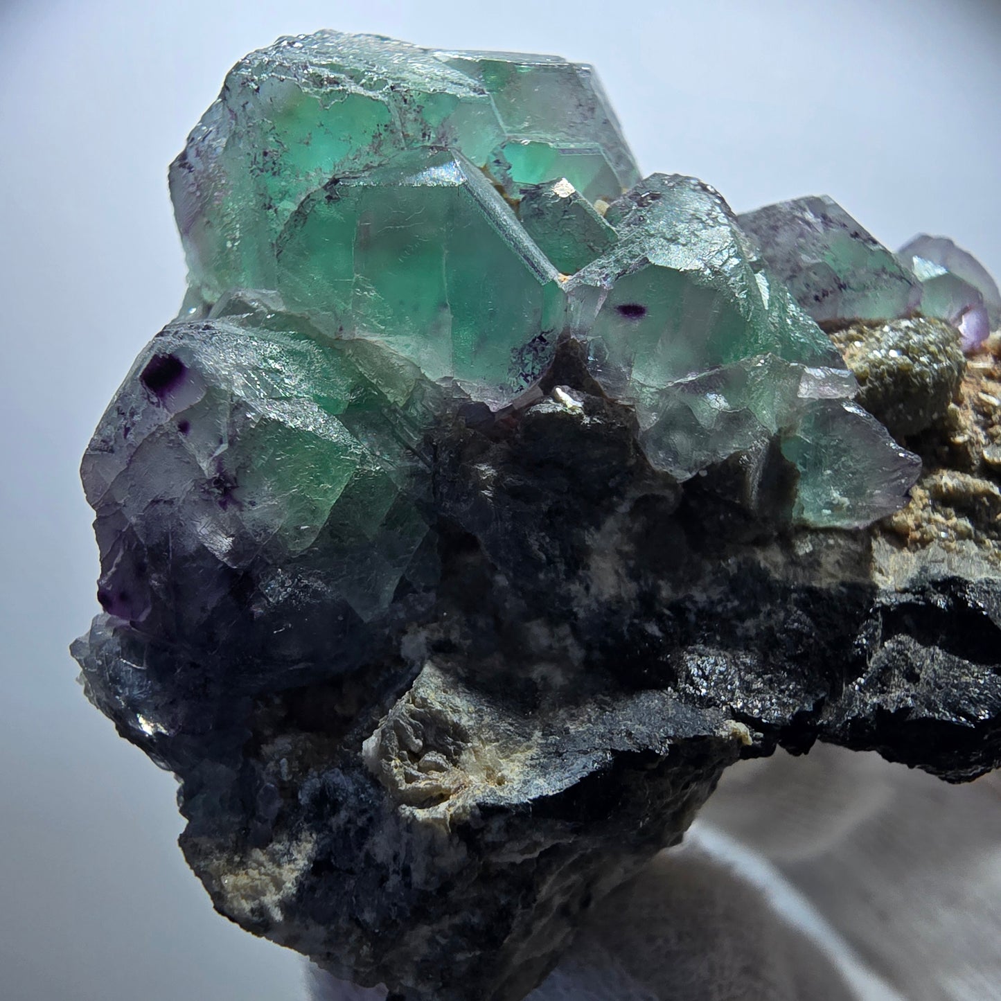 Phantom Fluorite zonal, Muscovite, Schorl Tourmaline specimen Erongo Namibia 62*48*33mm