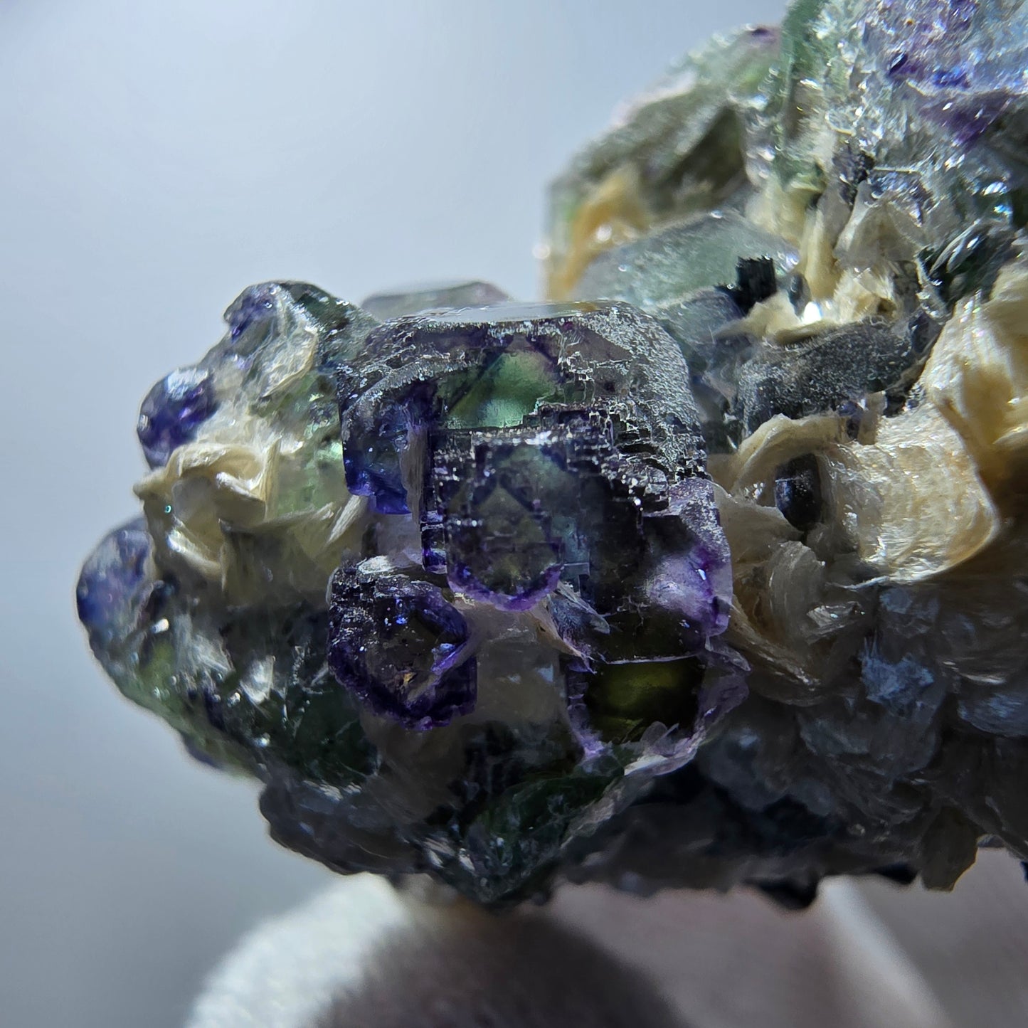 Phantom Fluorite cube zonal, Muscovite Schörl Tourmaline Erongo Namibia 38*33*27mm