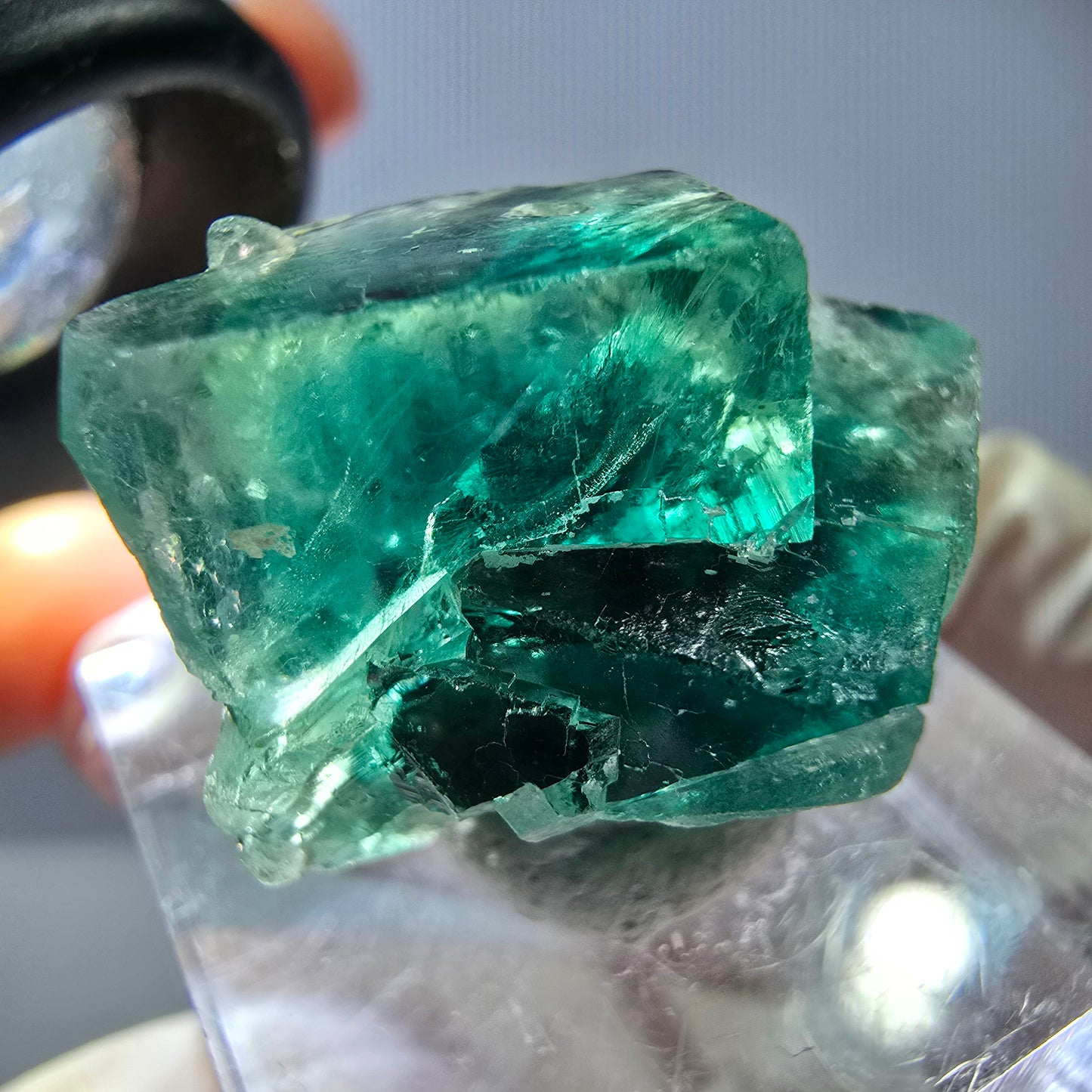 Phantom Fluorit Würfel Stufe, grün lila Okorusu, Namibia 27*19*18mm