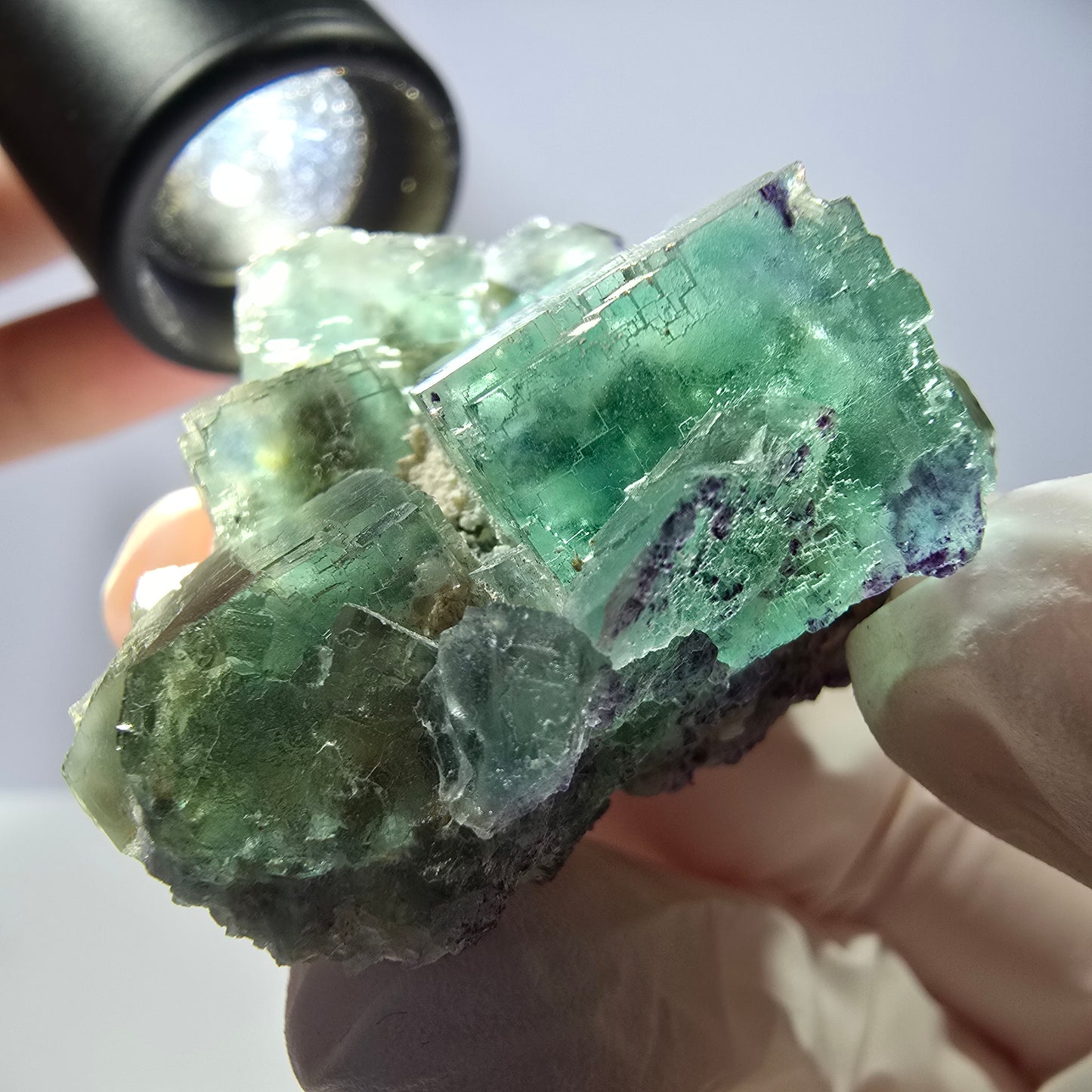 Klare Phantom Fluorit Würfel Stufe, parkettiert grün Okorusu, Namibia 54*35*26mm