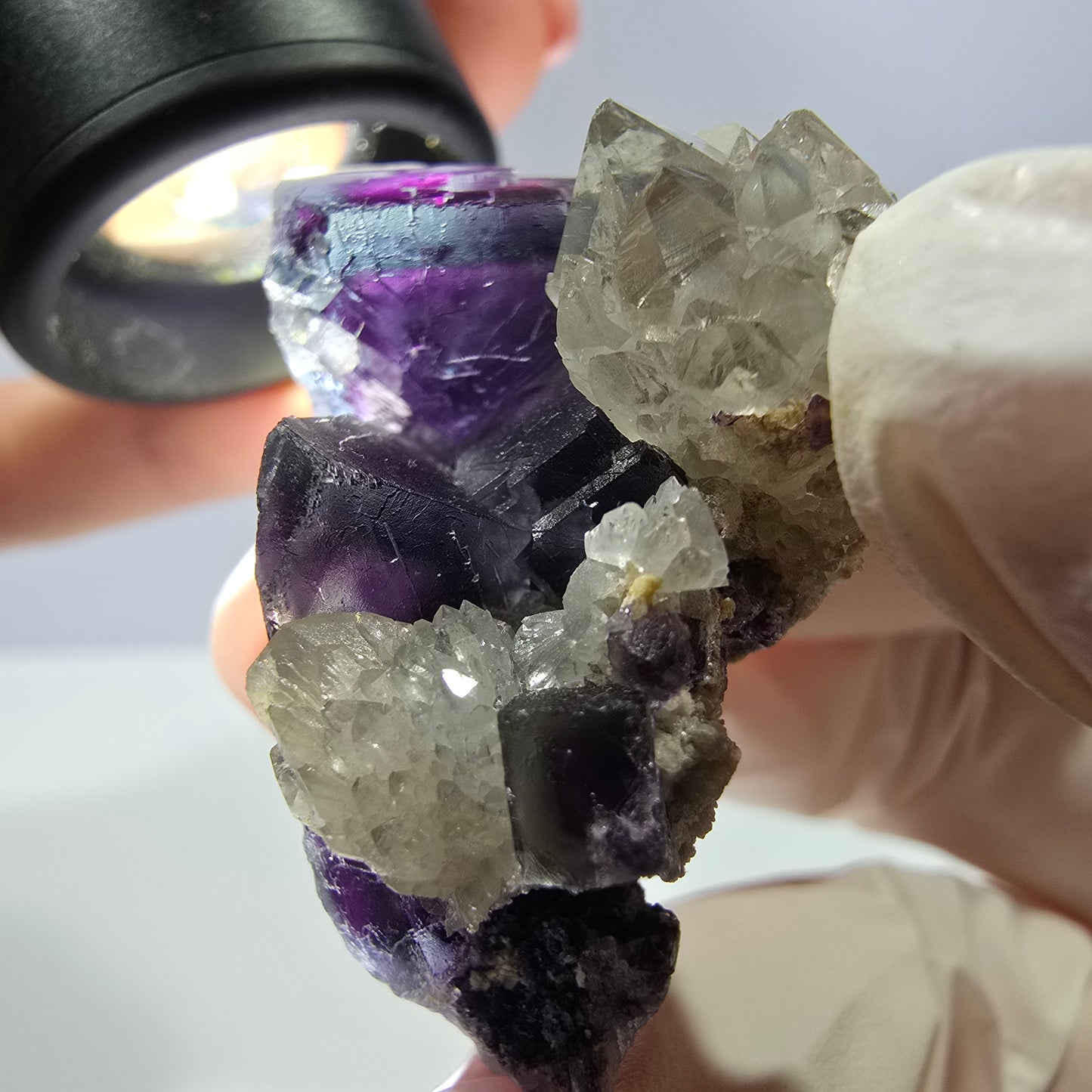 Rare cube de fluorite fantôme, spécimen de quartz violet Okorusu, Namibie, 42 x 30 x 24 mm