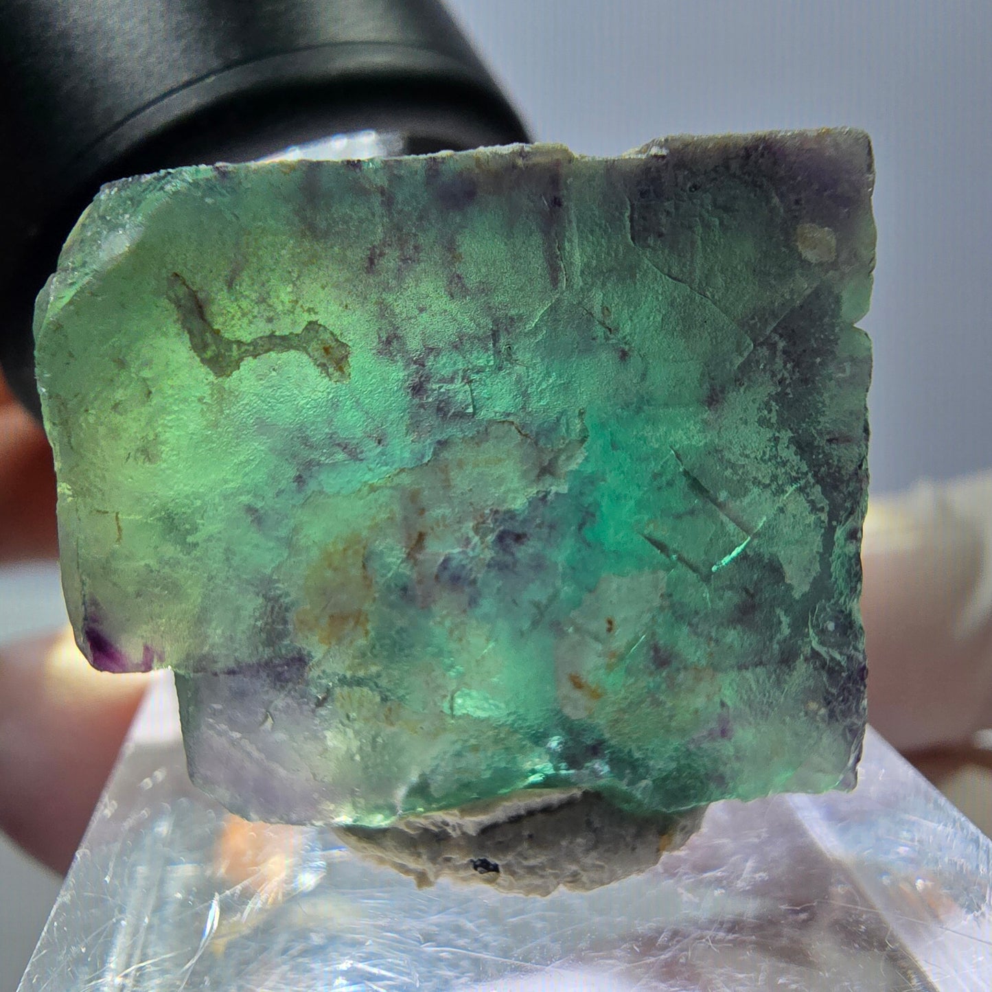 Phantom Fluorit Würfel Stufe, grün lila Okorusu, Namibia 25*21*16mm