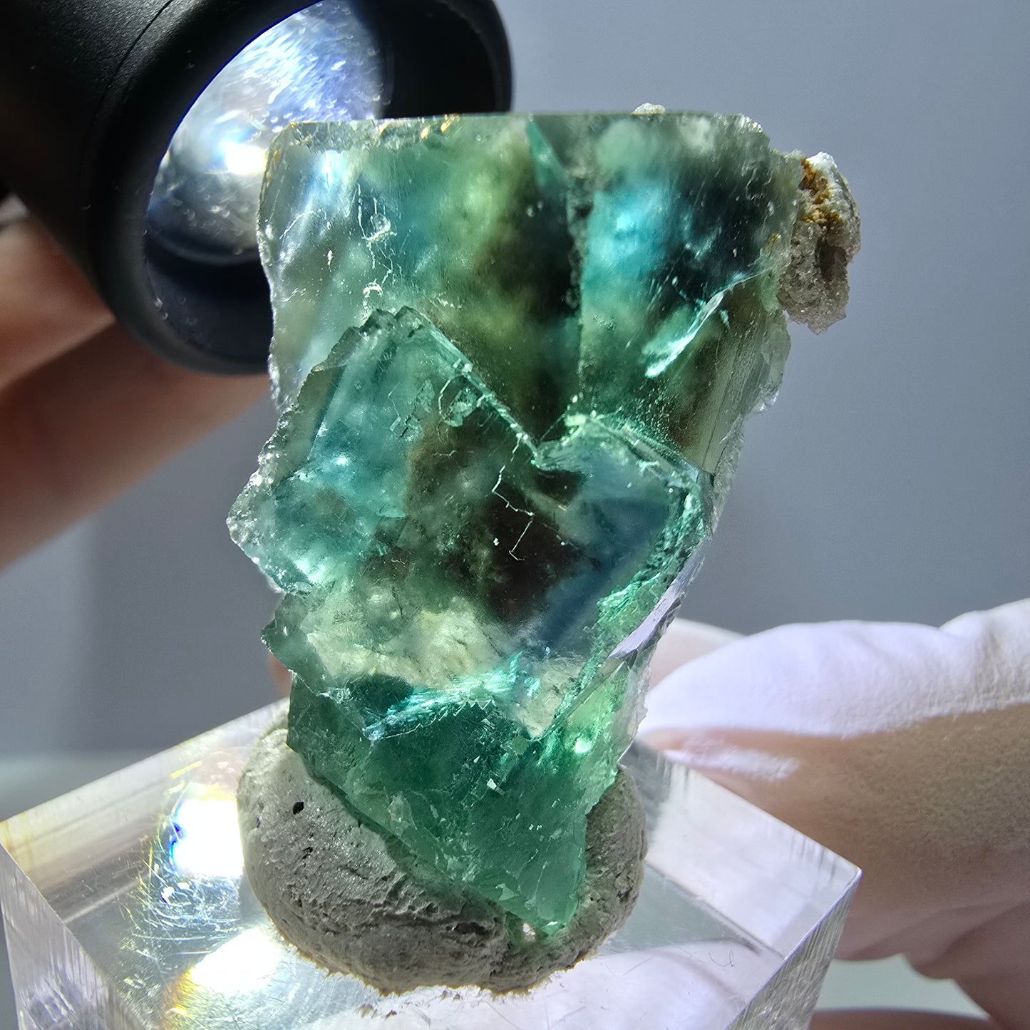 Phantom Fluorit Würfel Stufe, grün parkettiert Okorusu, Namibia 38*24*23mm