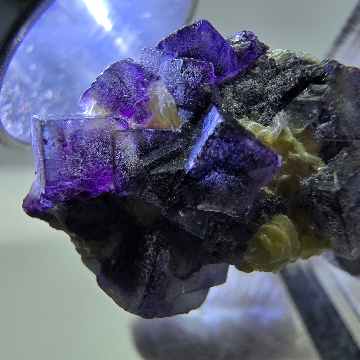 Cubes de fluorite fantôme colorés, spécimen de muscovite, Erongo, Namibie, 26 x 19 x 15 mm