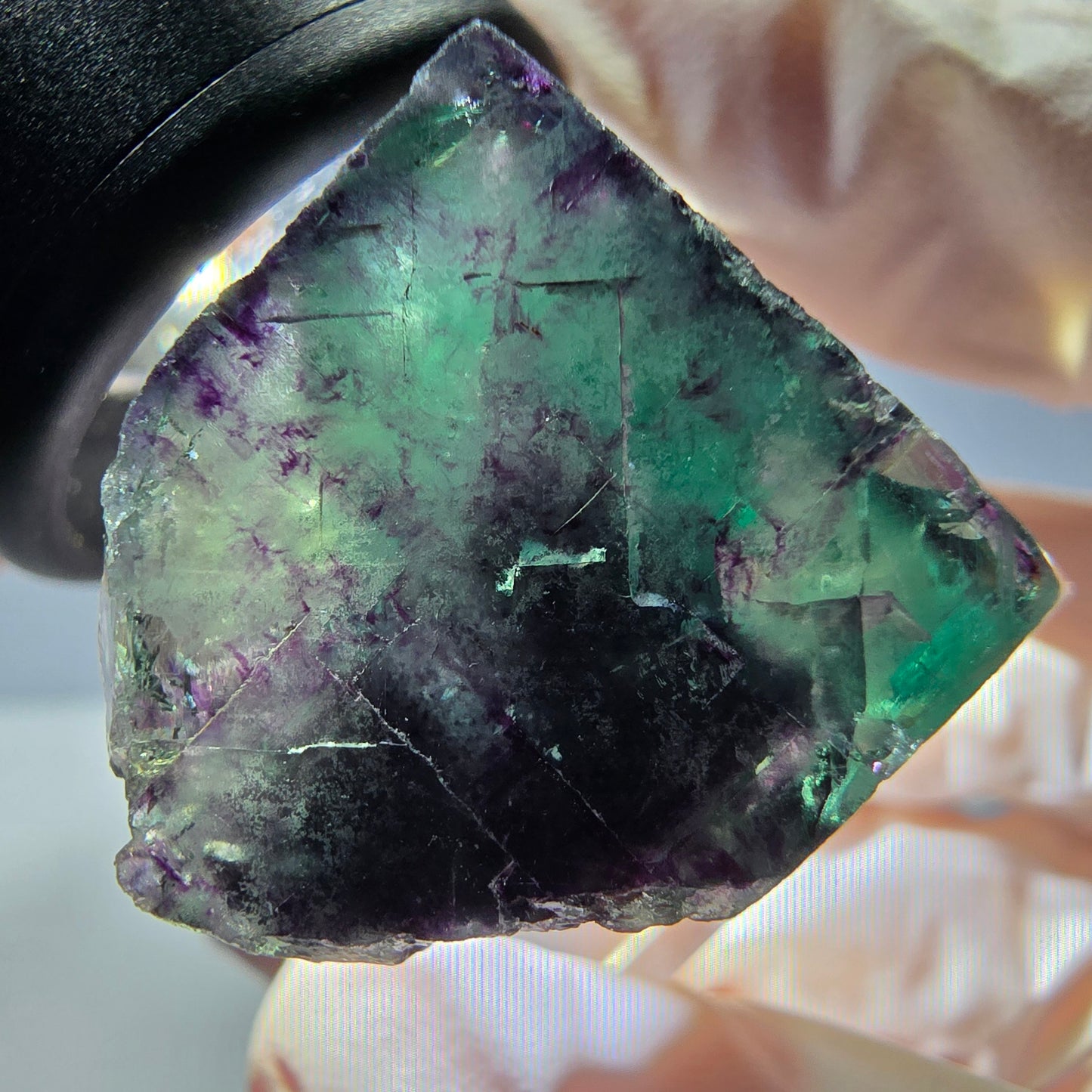 Phantom Fluorite cube parquetted, green purple Okorusu, Namibia 22*21*20mm