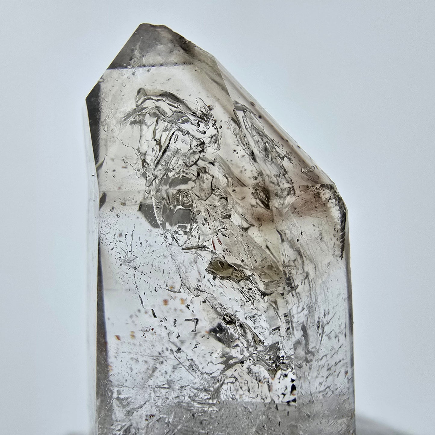 Enhydro Phantom Rauchquarz Eisen Spitze 1x Blase Goboboseb, Namibia 47*22*13mm