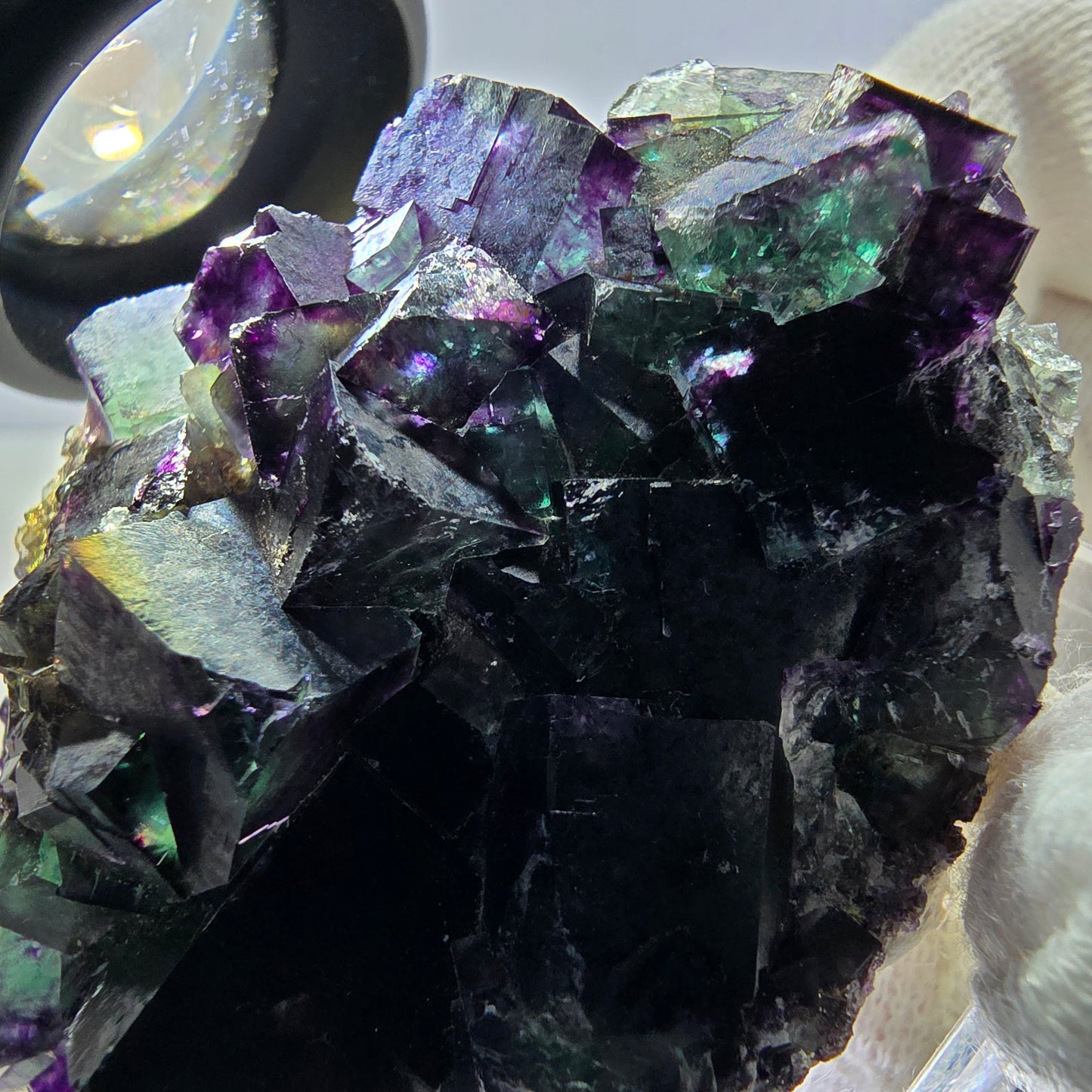Rare Phantom Fluorite Cube Specimen zonal green purple Okorusu, Namibia 59*42*18mm