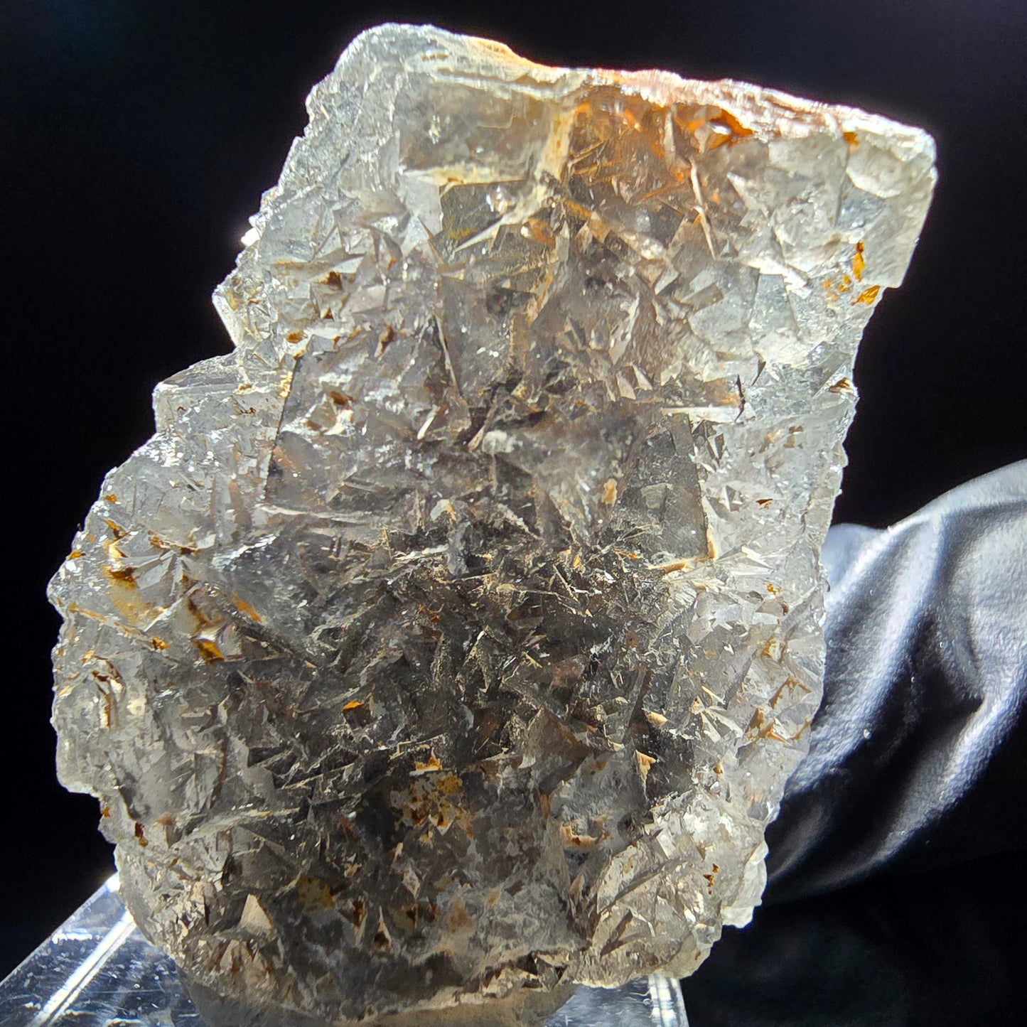 Cube de fluorite fantôme transparent de qualité violet Okorusu, Collection namibie 41*31*14mm