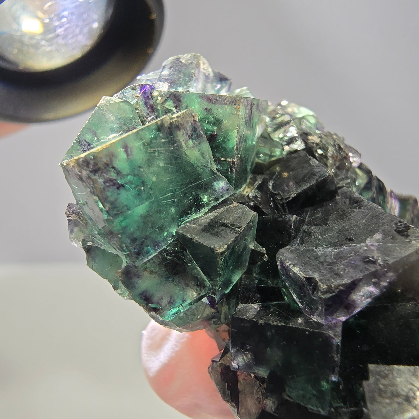 Phantom Fluorite Cube Specimen, parquetted green purple Okorusu, Namibia 52*41*18mm