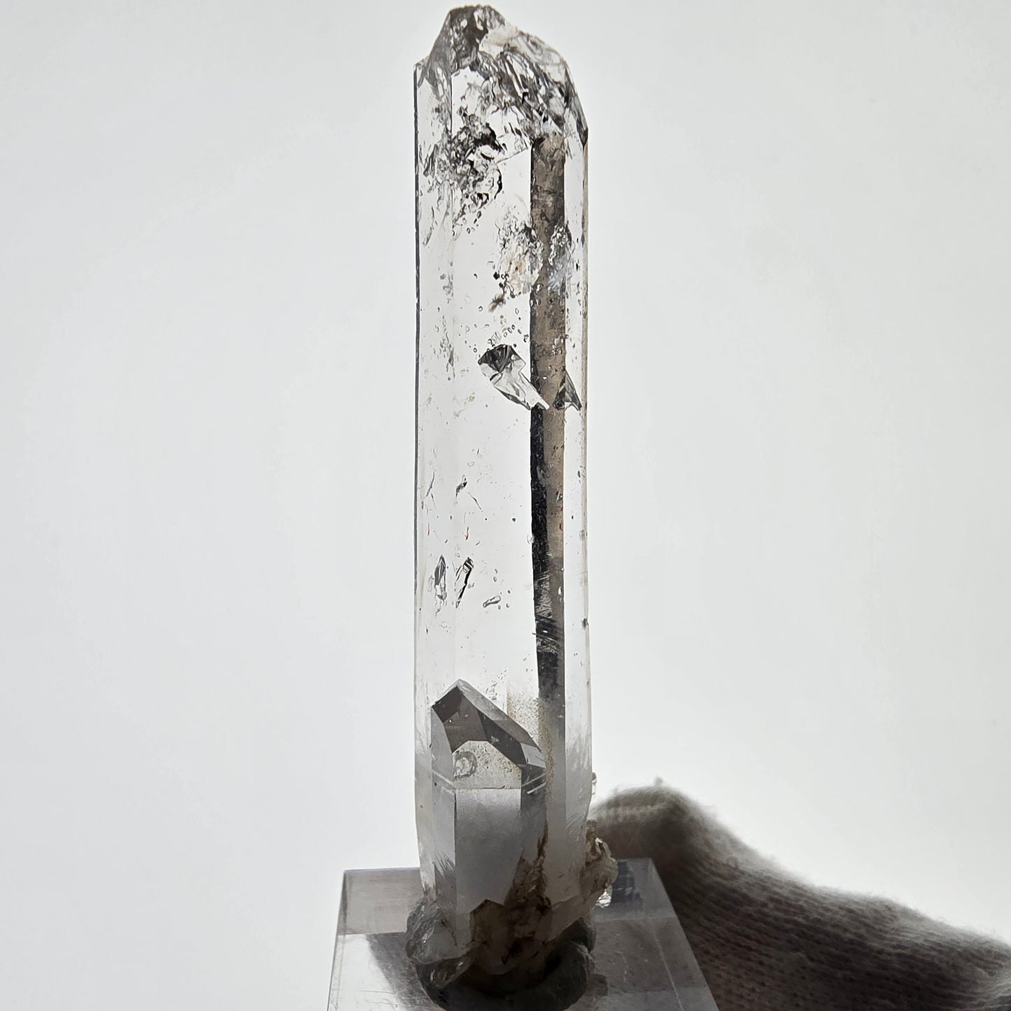 Sceptre en quartz fumé fantôme lémurien, poche Saint-Valentin, Namibie, 71 x 20 x 15 mm