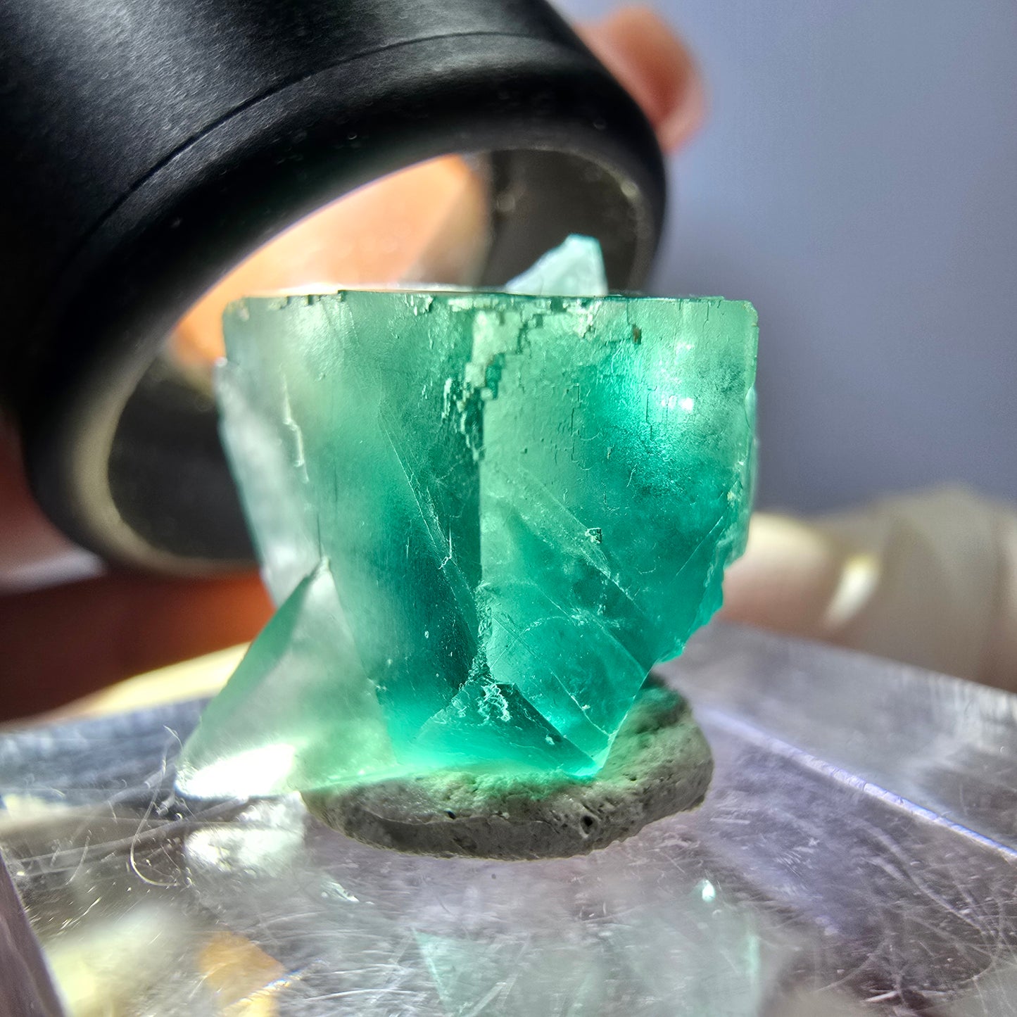 Rare spécimen de cube de fluorite fantôme, vert Okorusu, Namibie 17 x 16 x 16 mm