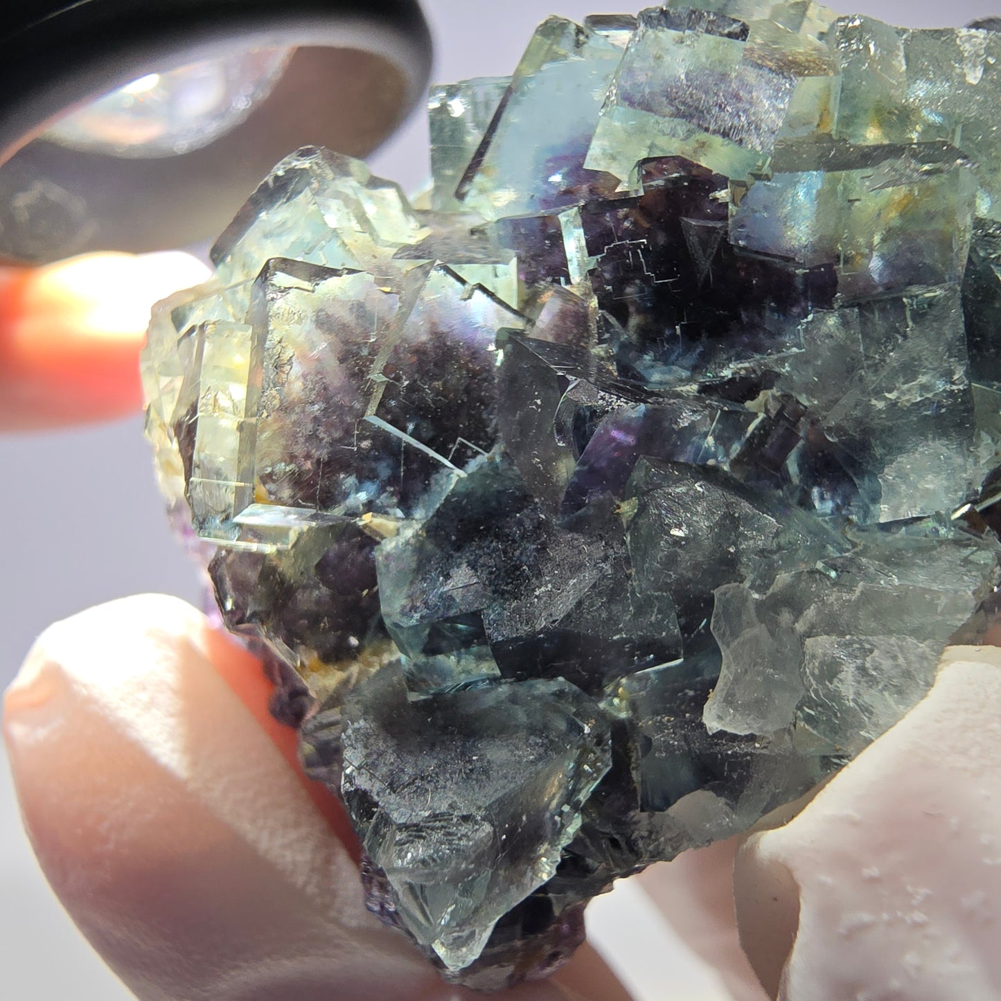 Spécimen de cube de fluorite fantôme très clair parqueté Okorusu, Namibie 49*36*26mm