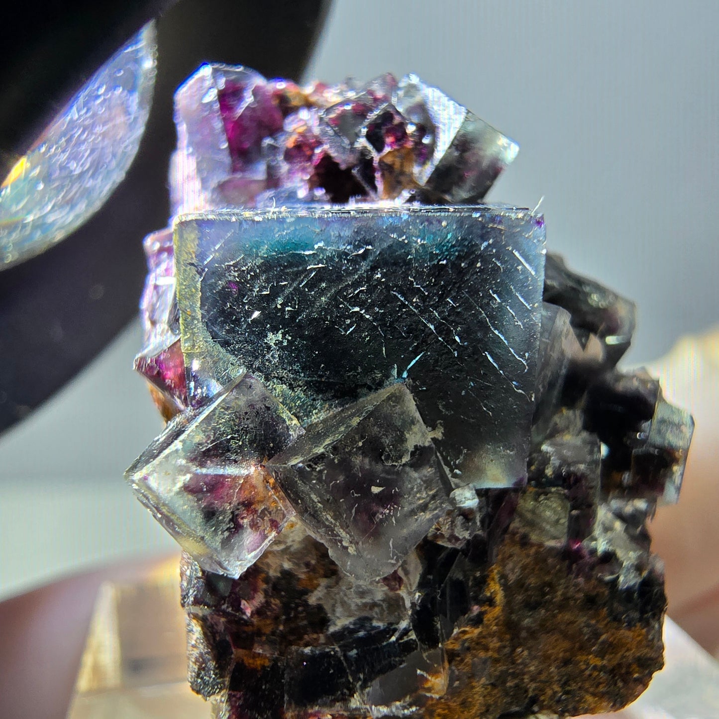 Phantom Fluorit Würfel Stufe, grün lila Okorusu, Namibia 27*21*20mm