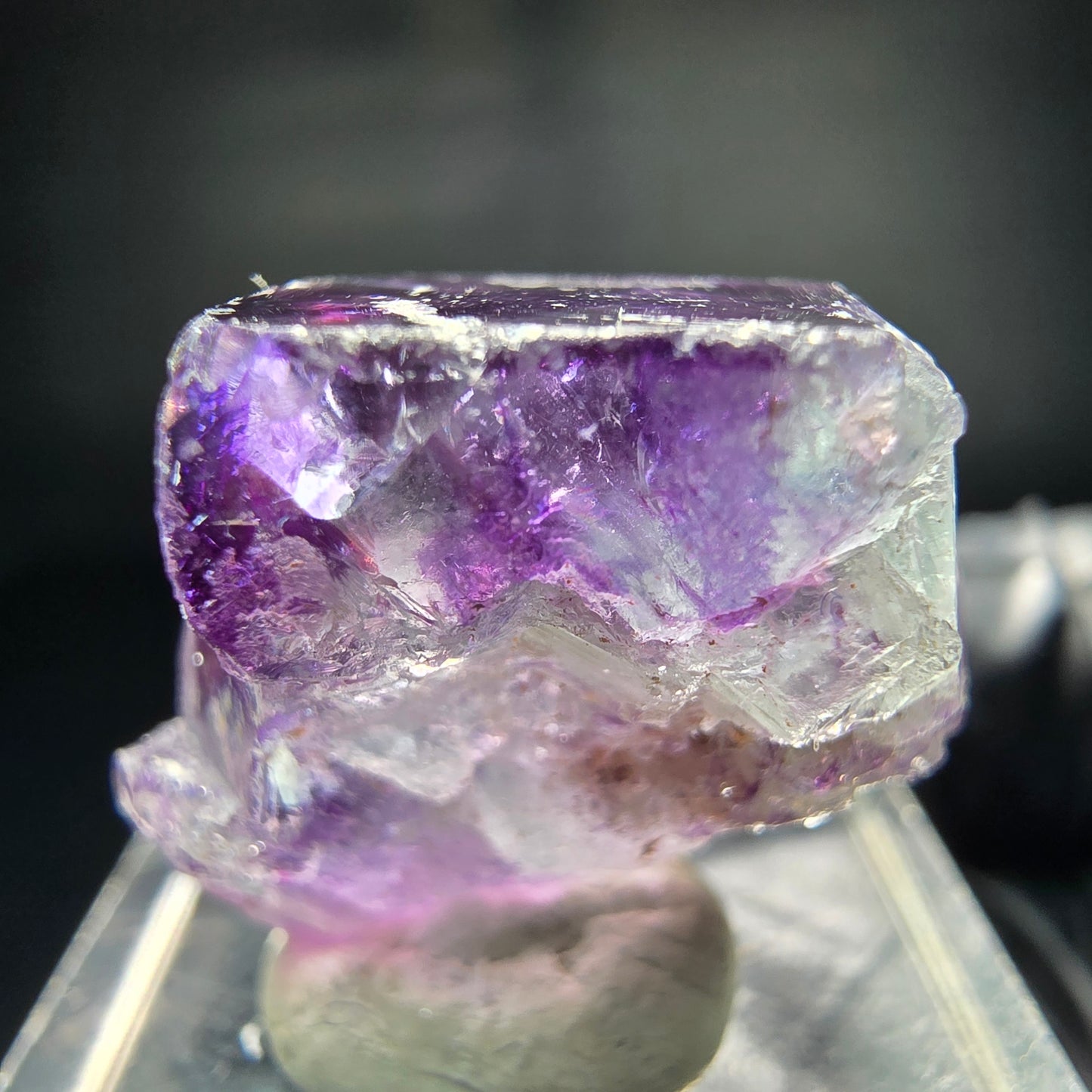 Seltene zonare Phantom Fluorit Würfel Stufe lila grün Okorusu Namibia 25*19*12mm