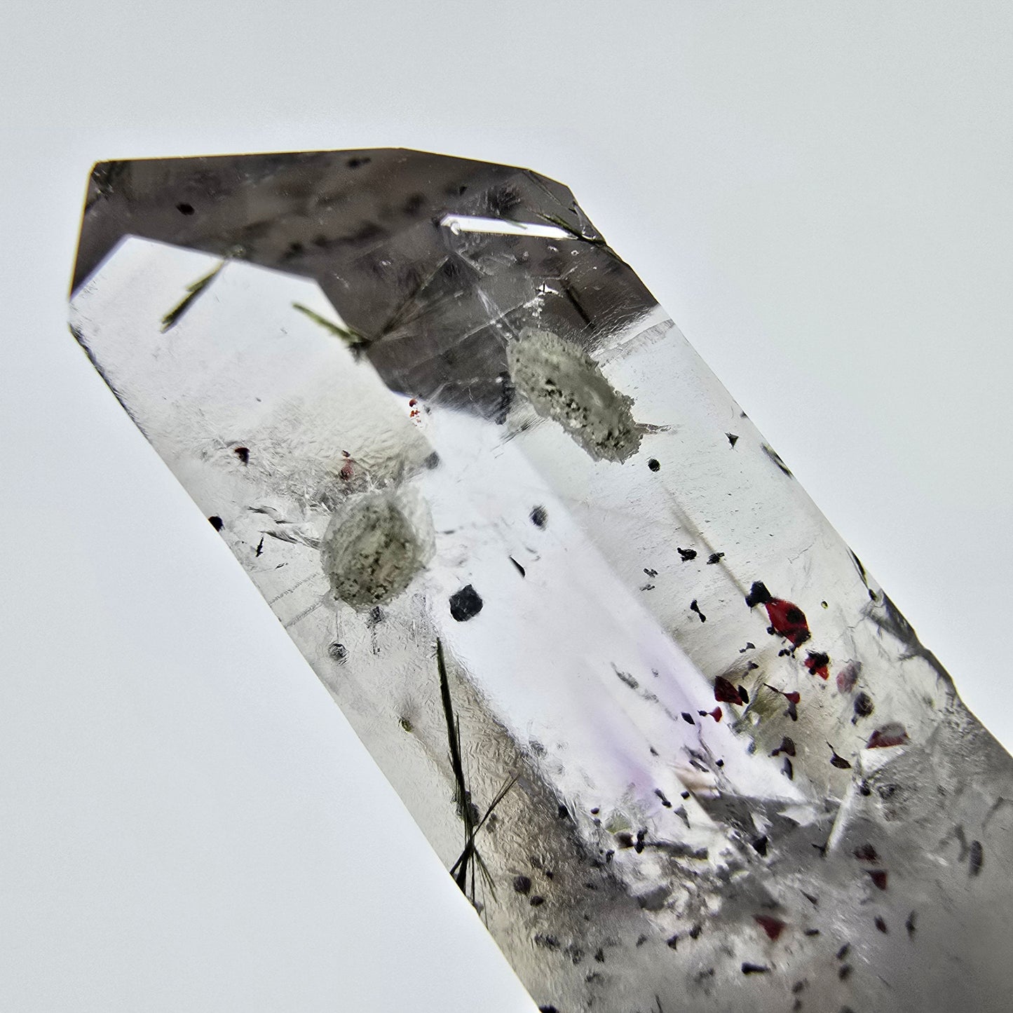 Quartz fumé Harlequin Phantom avec stilbite, mine Epidote Streep, Namibie, 30 x 12 x 11 mm