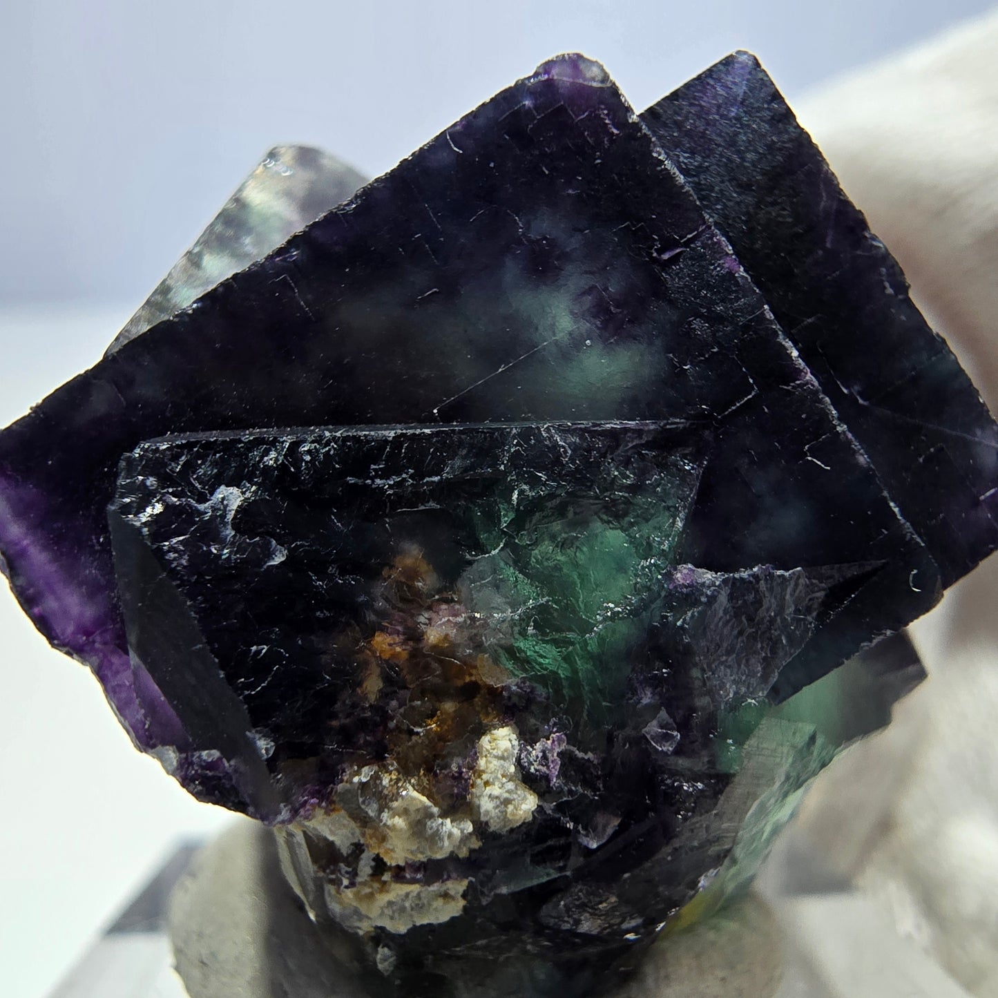 Klare Phantom Fluorit Würfel Stufe zonal grün lila Okorusu, Namibia 29*22*23mm