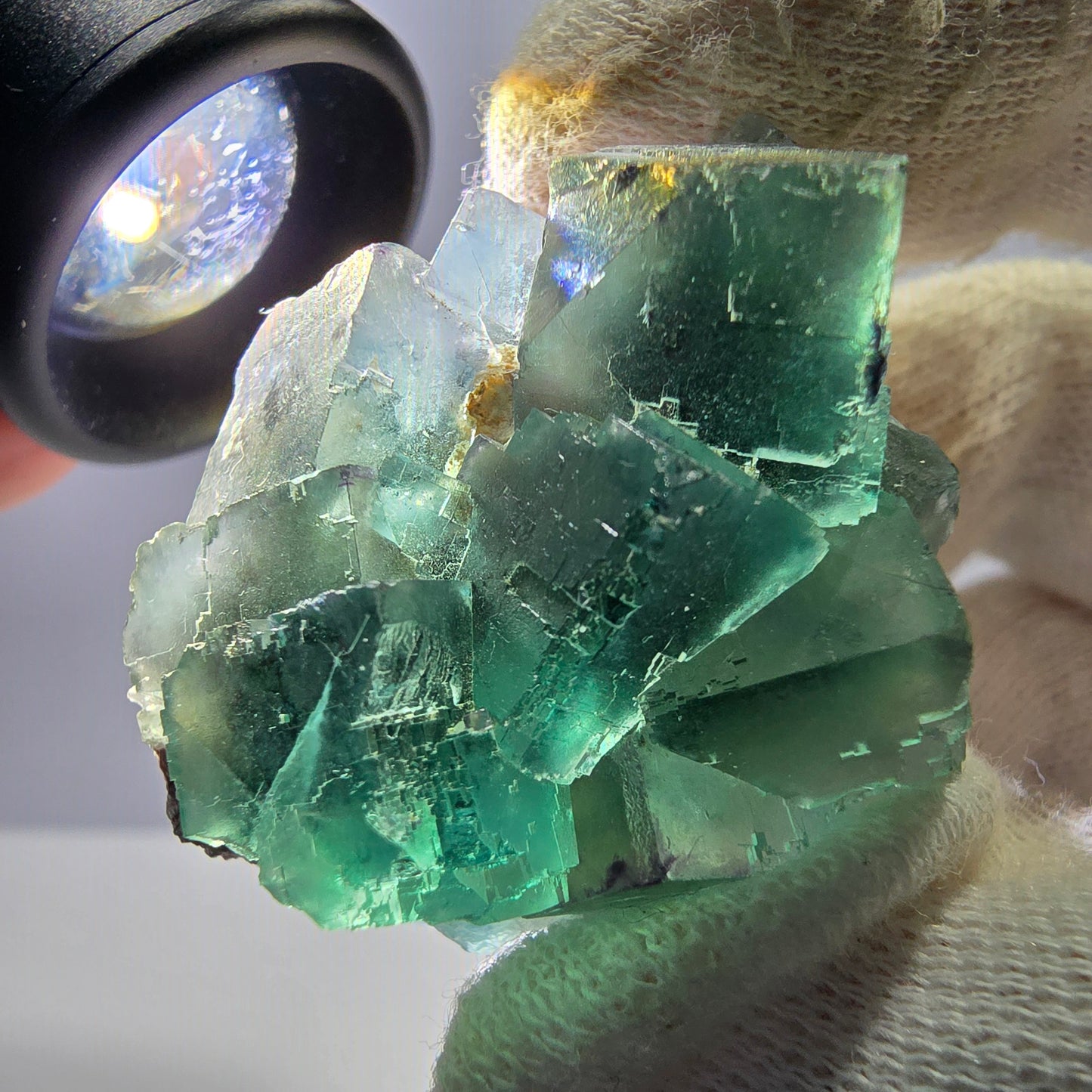 Rare spécimen de cube de fluorite fantôme, parqueté vert Okorusu, Namibie, 39 x 33 x 23 mm