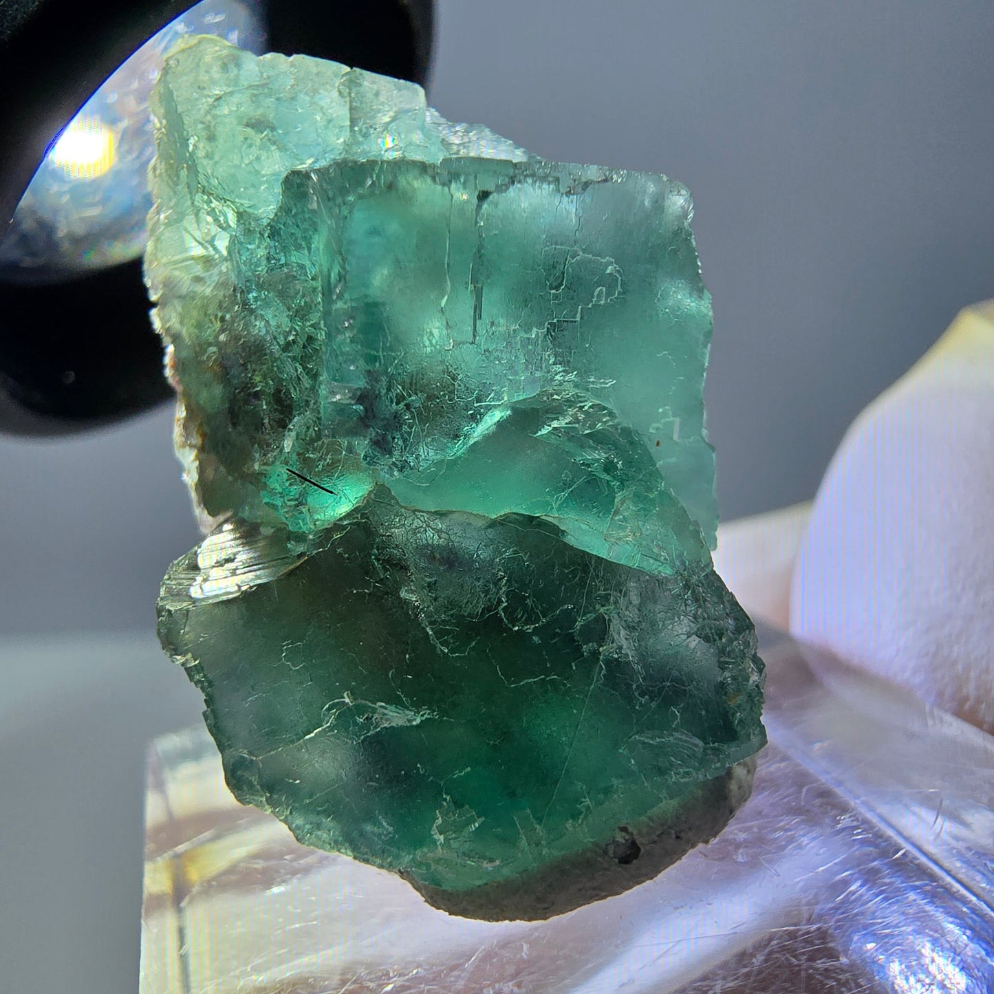 Phantom Fluorit Würfel Stufe, grün parkettiert Okorusu, Namibia 30*20*13mm