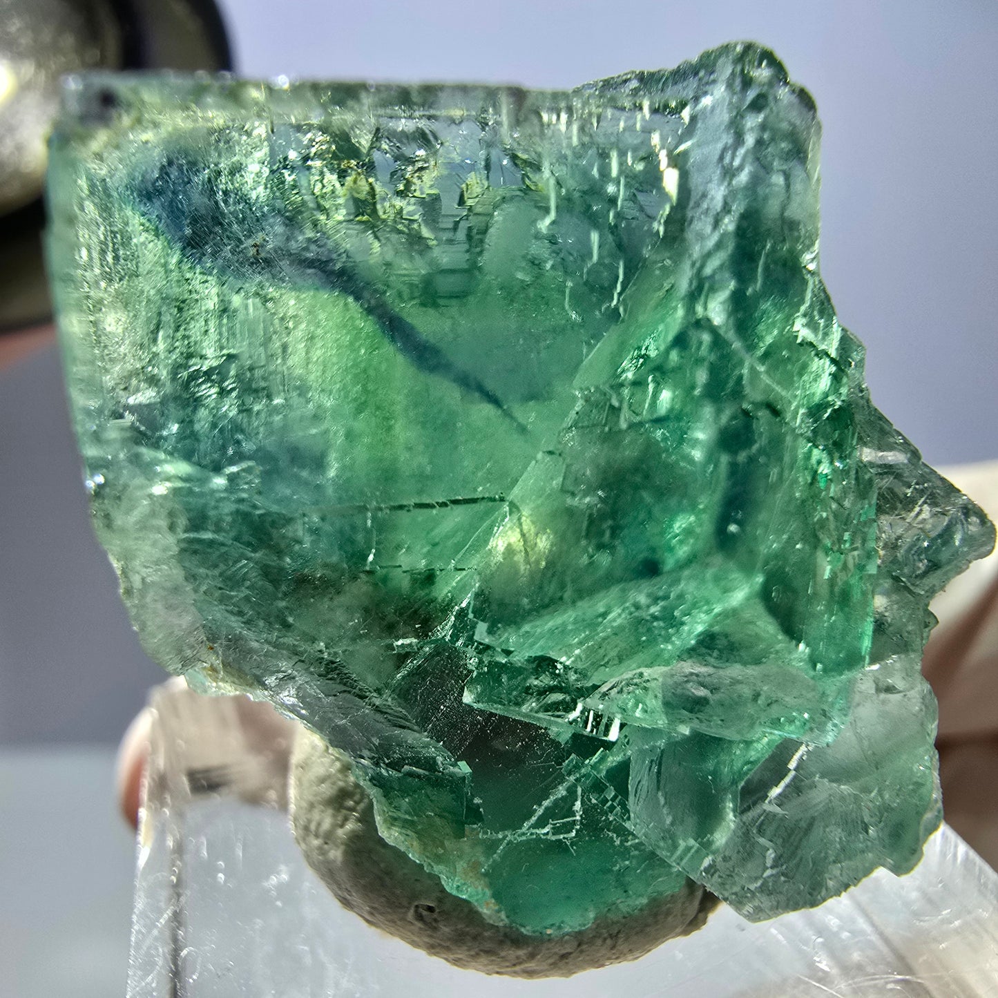 Seltene Phantom Fluorit Würfel Stufe, grün Okorusu, Namibia 31*27*17mm