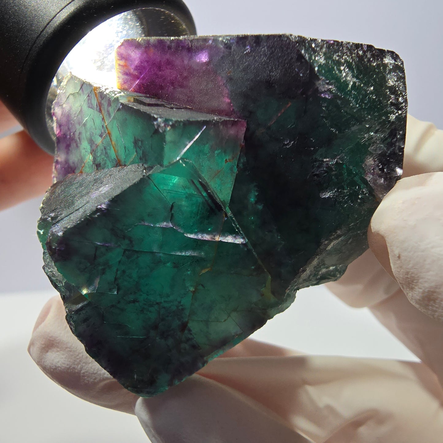 Spécimen de cube de fluorite fantôme parqueté vert violet Okorusu, Namibie 51*41*28 mm
