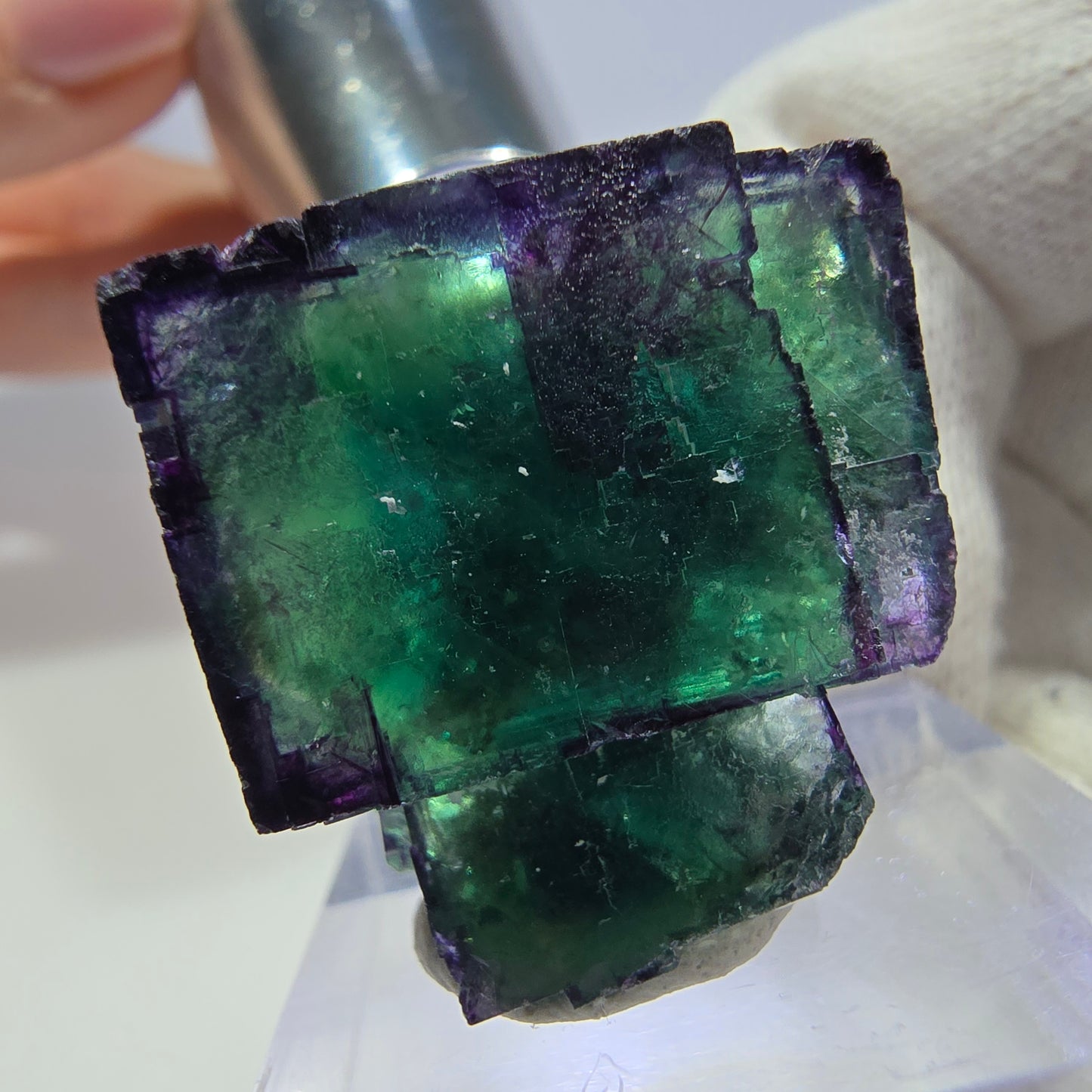 Spécimen de cube de fluorite fantôme parqueté zonal Okorusu, Namibie 28*26*14mm