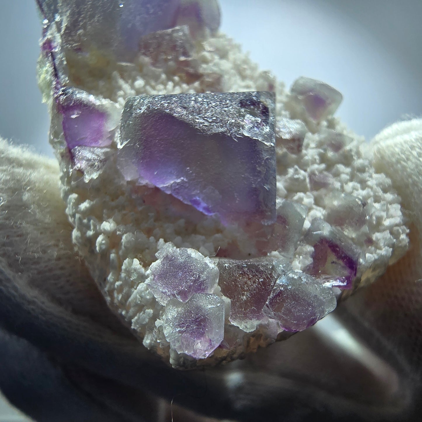 Cube de fluorite fantôme, spécimen de quartz vert violet, Omehane, Namibie, 58 x 3 322 mm