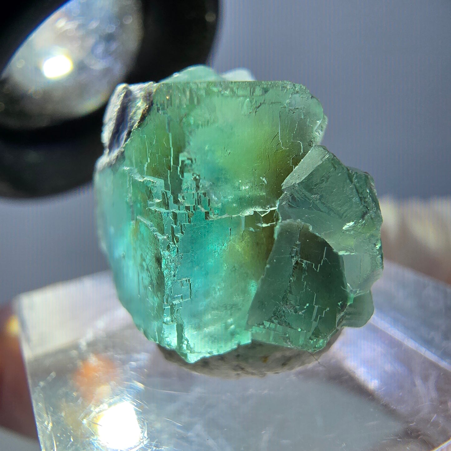 Phantom Fluorit Würfel Stufe, grün lila Okorusu, Namibia 23*14*12mm