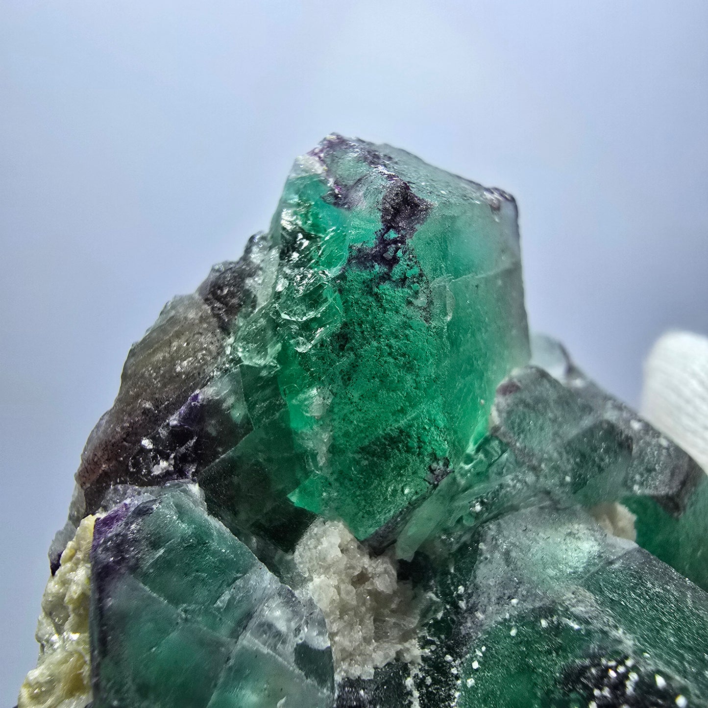 Rare Phantom Fluorite zonal, Schorl Tourmaline Hyalite Erongo, Namibia 79*70*56mm