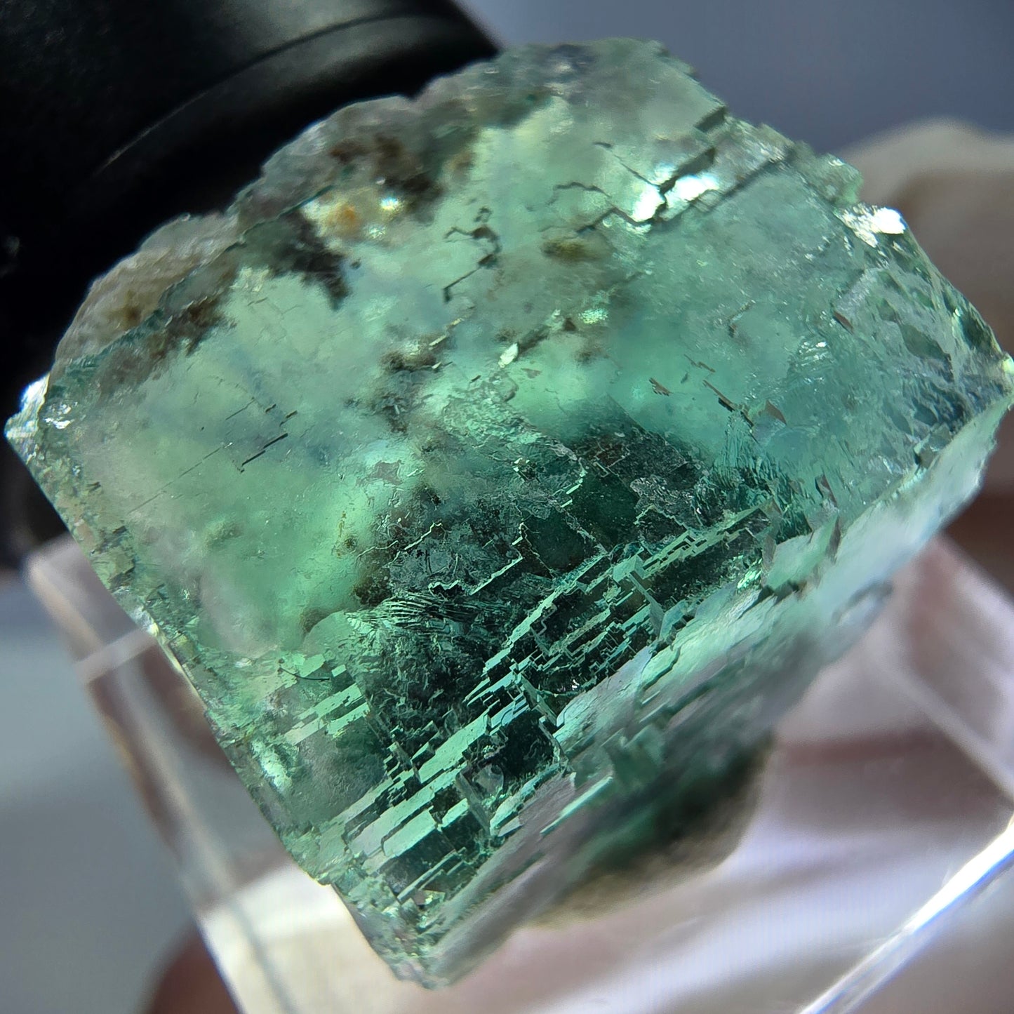Klarer Phantom Fluorit Würfel parkettiert, grün Okorusu, Namibia 21*18*17mm