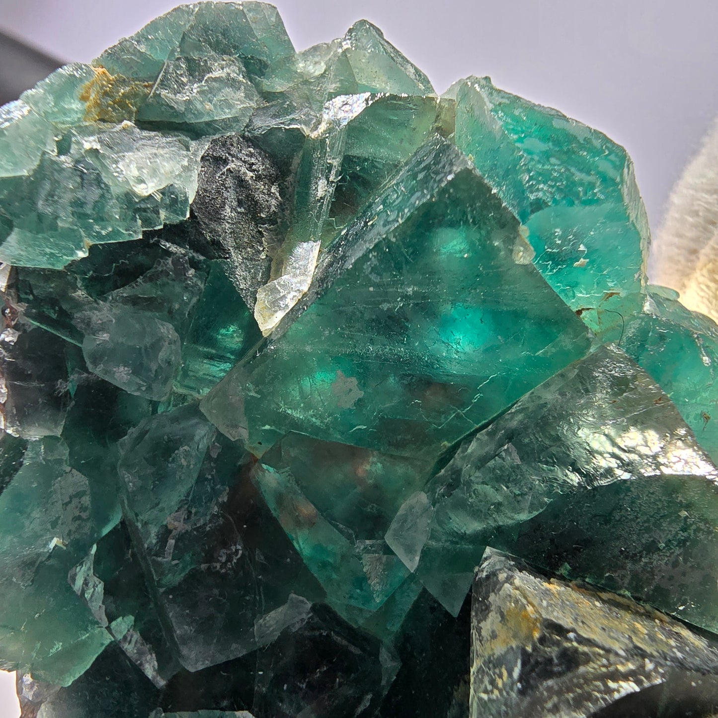Rare spécimen de cube de fluorite fantôme, vert violet Okorusu Namibie 75*59*25 mm