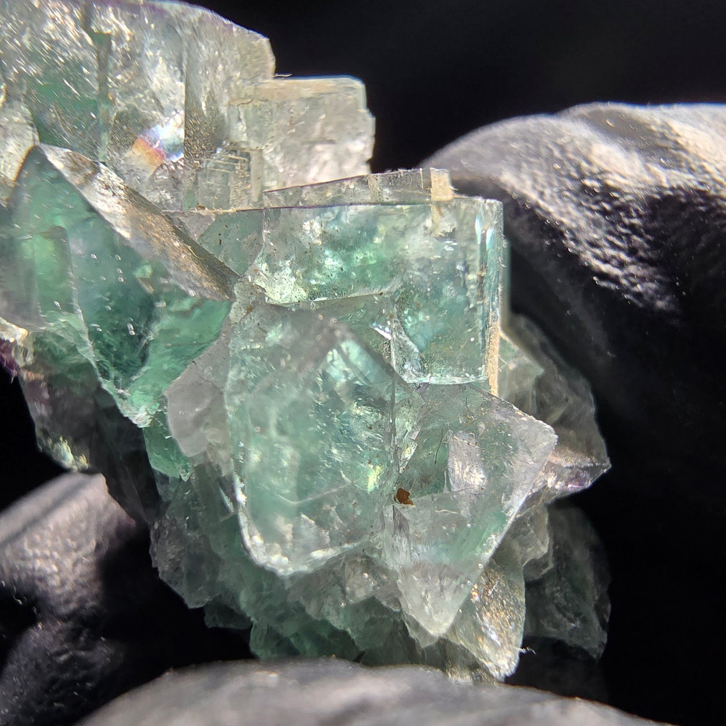 Niveau de cube de fluorite fantôme vert violet Okorusu, collection namibie 35*15*14mm
