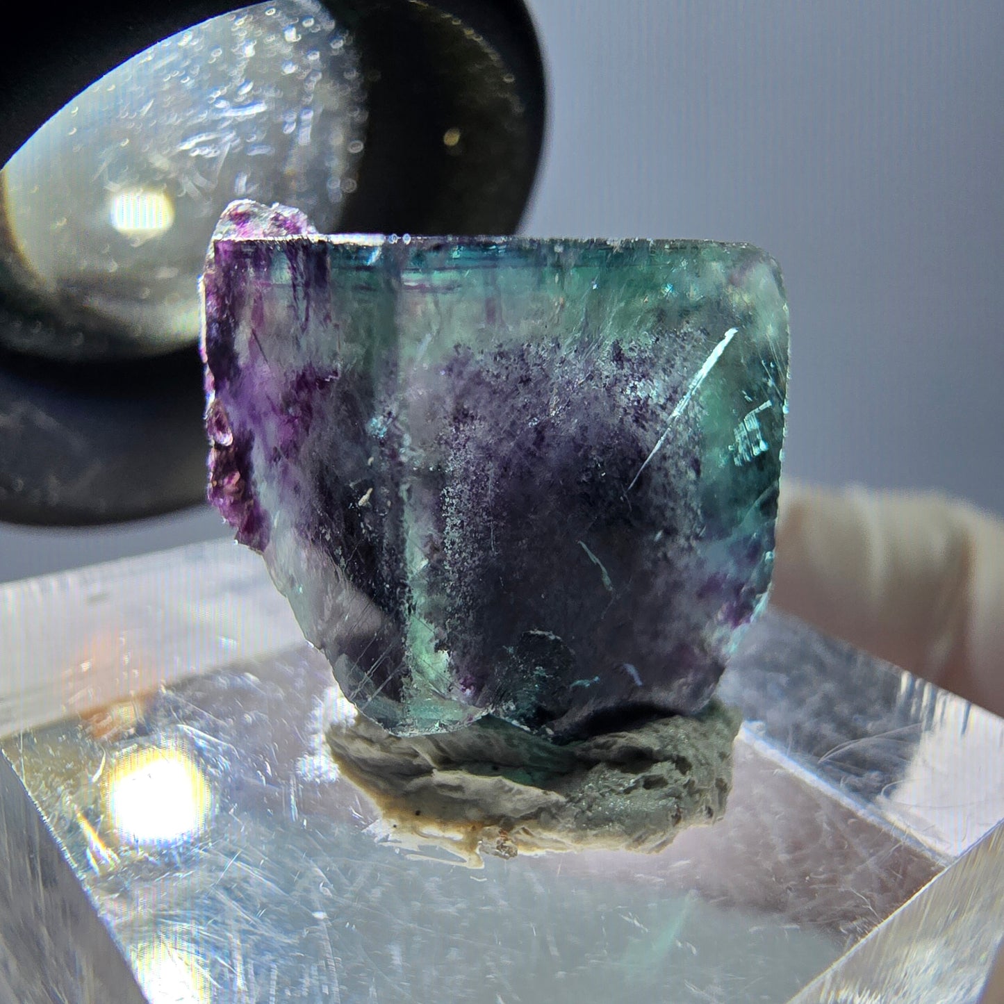 Phantom Fluorit Würfel Stufe, grün lila Okorusu, Namibia 16*14*14mm