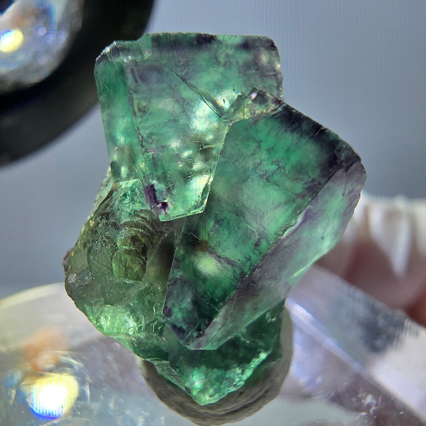 Phantom Fluorit Würfel Stufe, grün lila Okorusu, Namibia 20*16*15mm