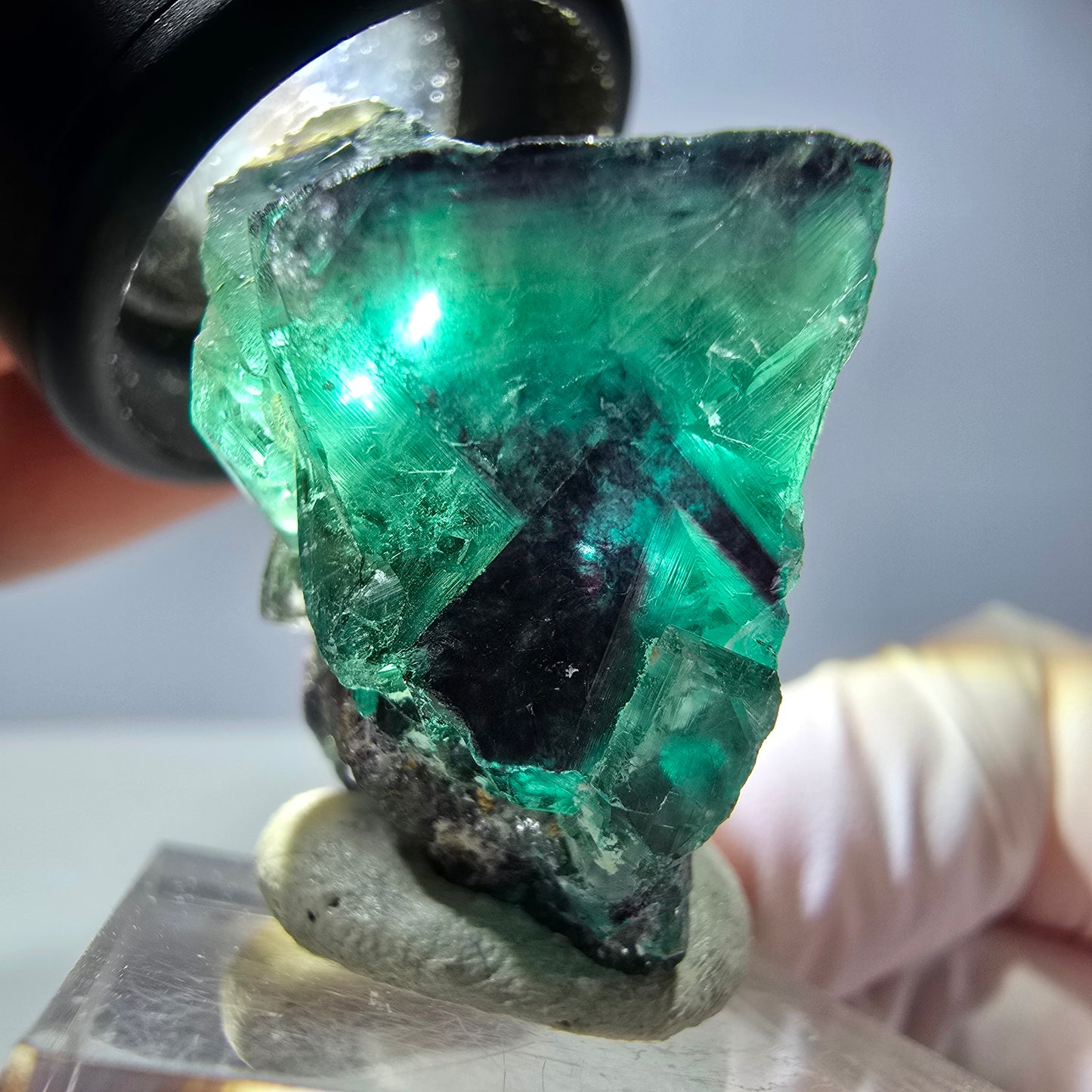 Phantom Fluorit Würfel Stufe, parkettiert grün lila Okorusu, Namibia 31*30*20mm