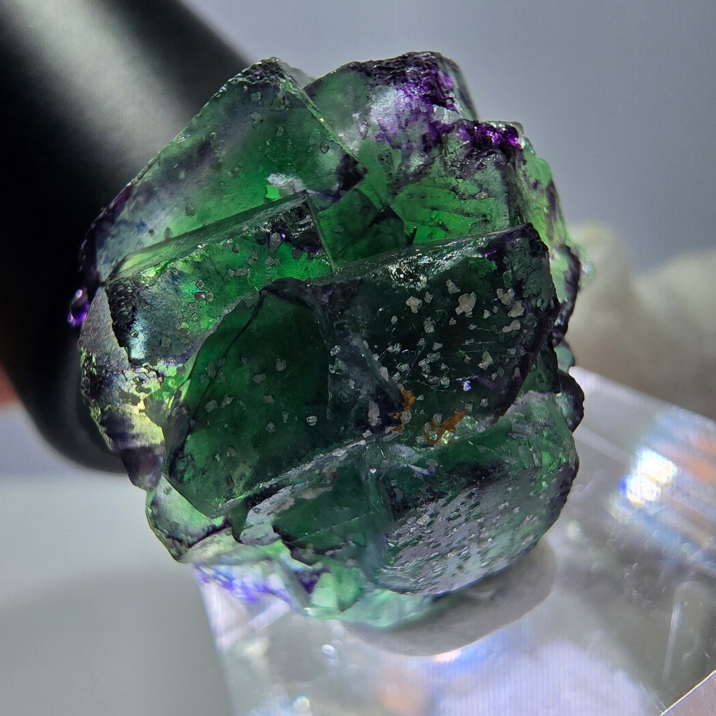 Cube de fluorite fantôme zonal, spécimen de tourmaline Schorl, Erongo, Namibie, 26 x 22 x 18 mm