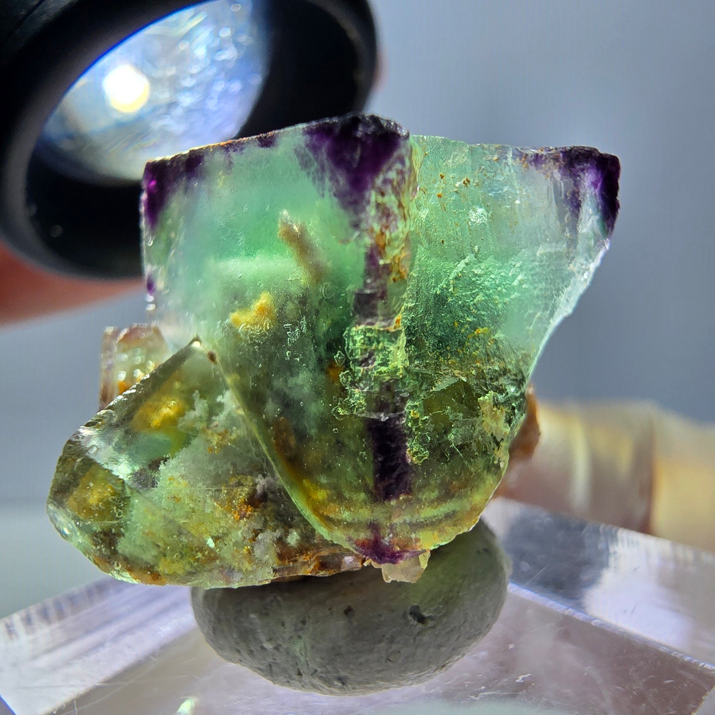 Phantom Fluorit Würfel Stufe, parkettiert, zonal Okorusu, Namibia 25*21*18mm