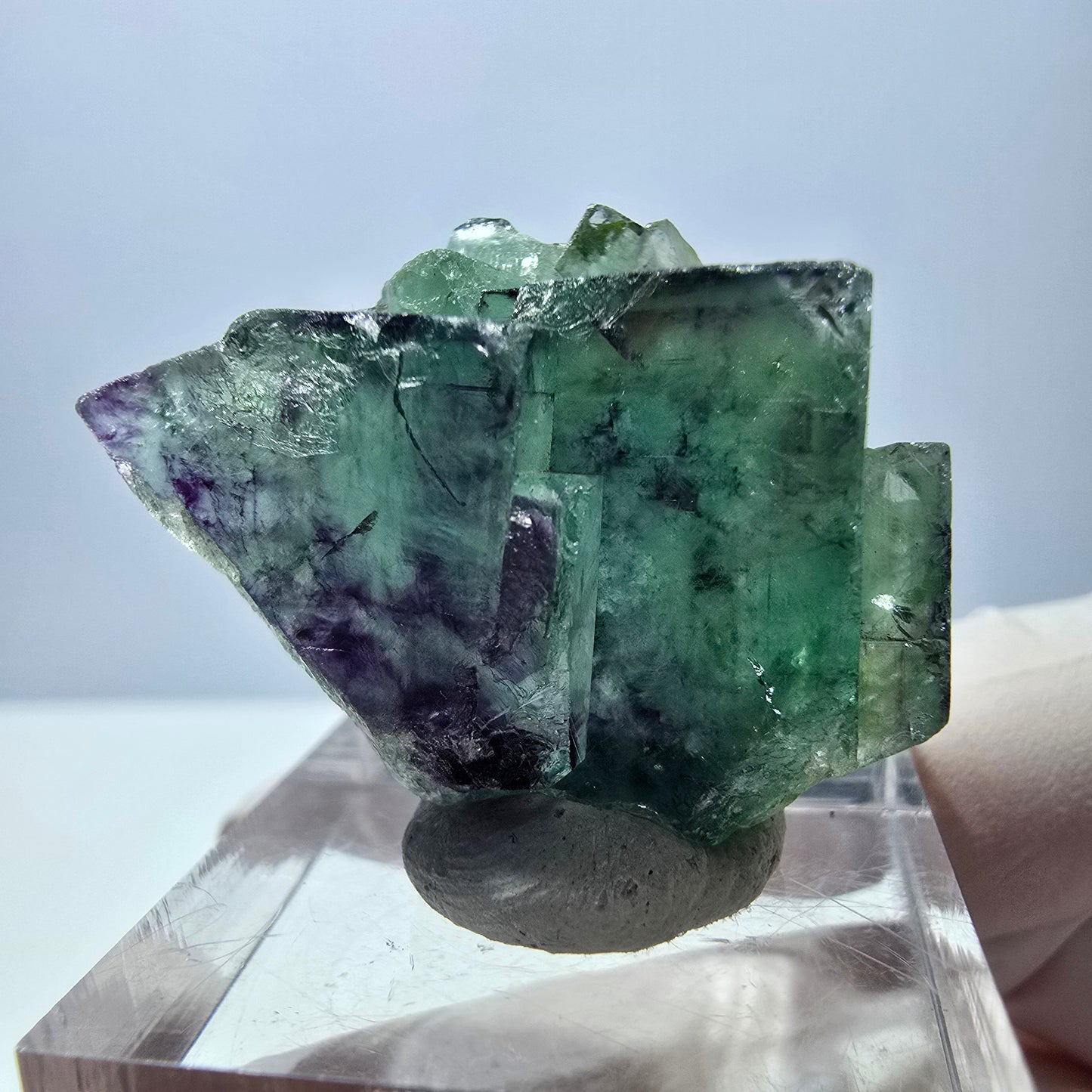 Phantom Fluorit Würfel Stufe, grün lila Okorusu, Namibia 34*25*16mm