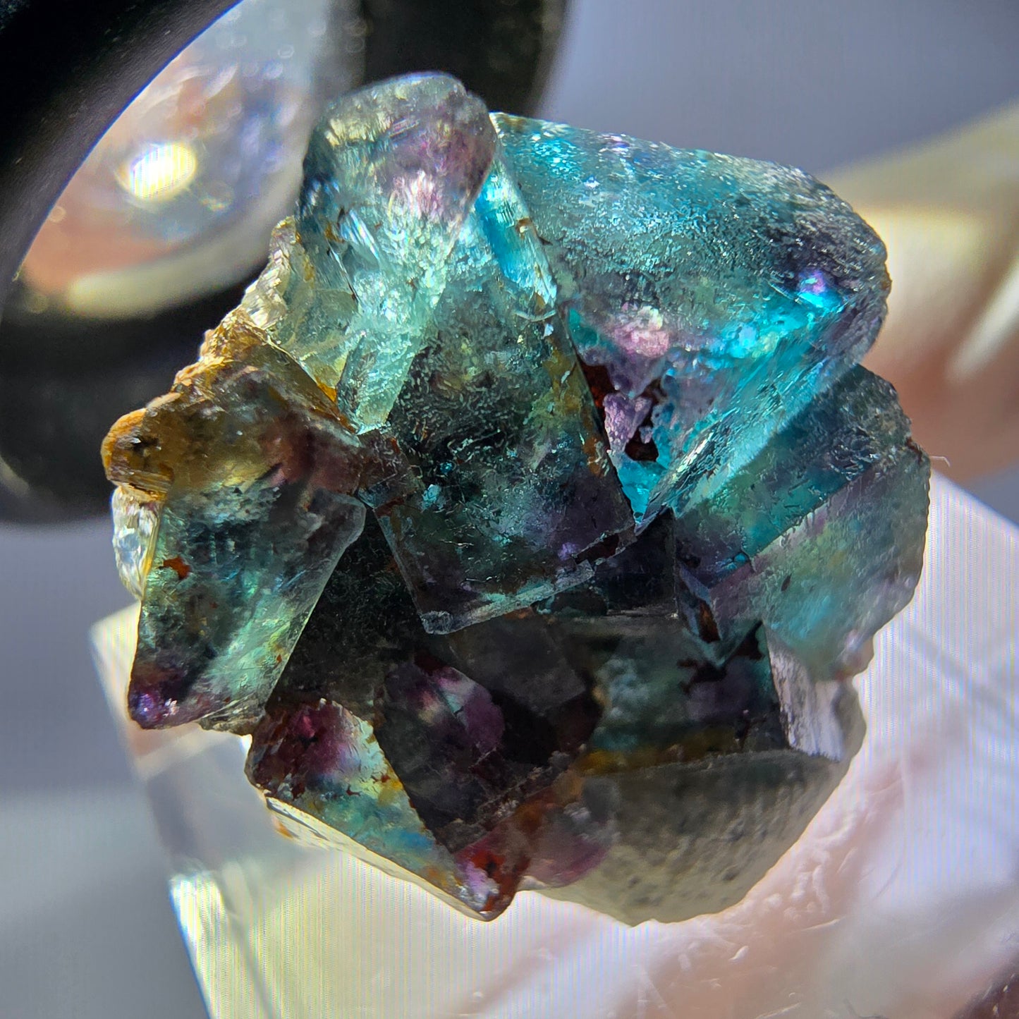 Phantom Fluorit Würfel Stufe, grün lila Okorusu, Namibia 20*19*15mm