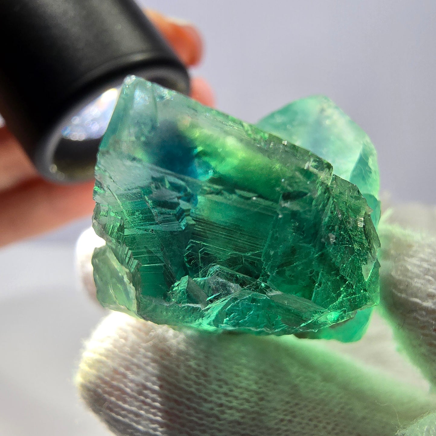 Rare spécimen de cube de fluorite fantôme, parqueté vert Okorusu, Namibie, 48 x 32 x 27 mm