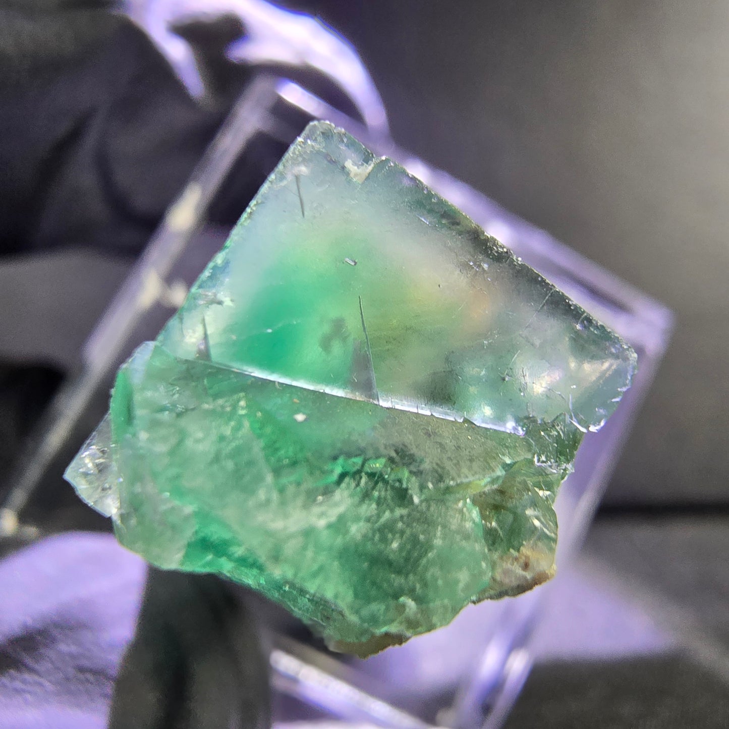 Seltene Phantom Fluorit Würfel Stufe grün 22*14*12mm Okorusu, Namibia Sammlung
