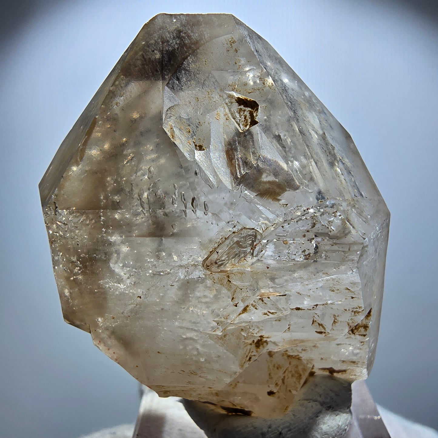 Enhydro Phantom Rauchquarz Skelett Zepter, 1x Blase Goboboseb Namibia 45*37*20mm