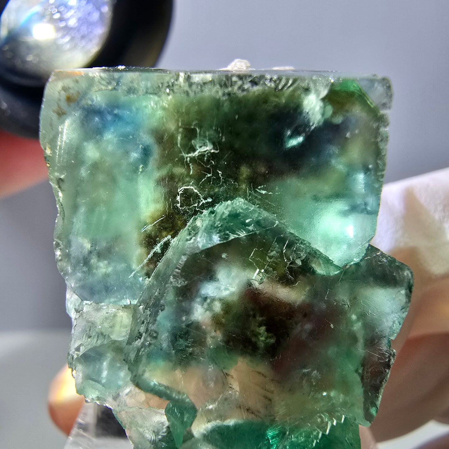 Phantom Fluorit Würfel Stufe, grün parkettiert Okorusu, Namibia 38*24*23mm