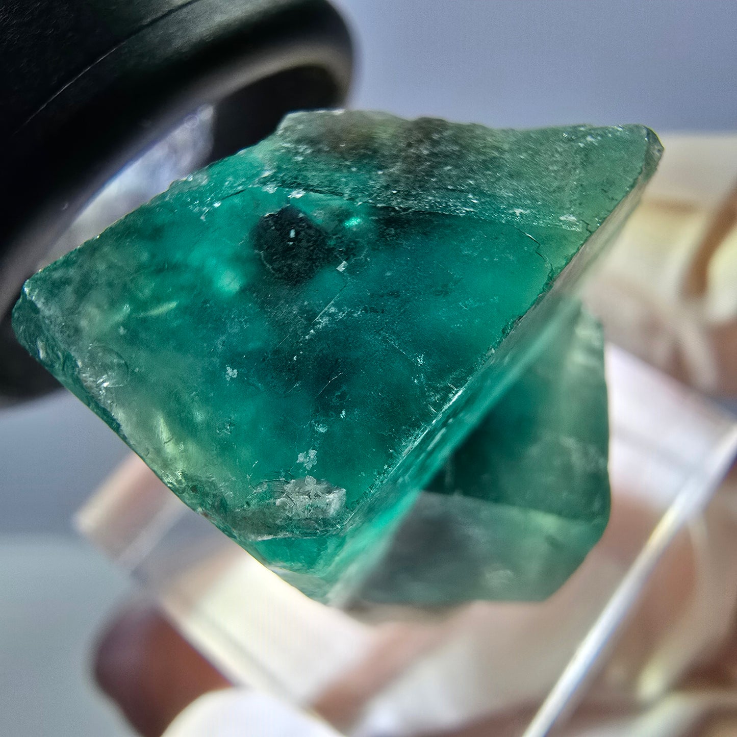 Spécimen de cube de fluorite fantôme, parquet vert Okorusu, Namibie 25 x 21 x 19 mm