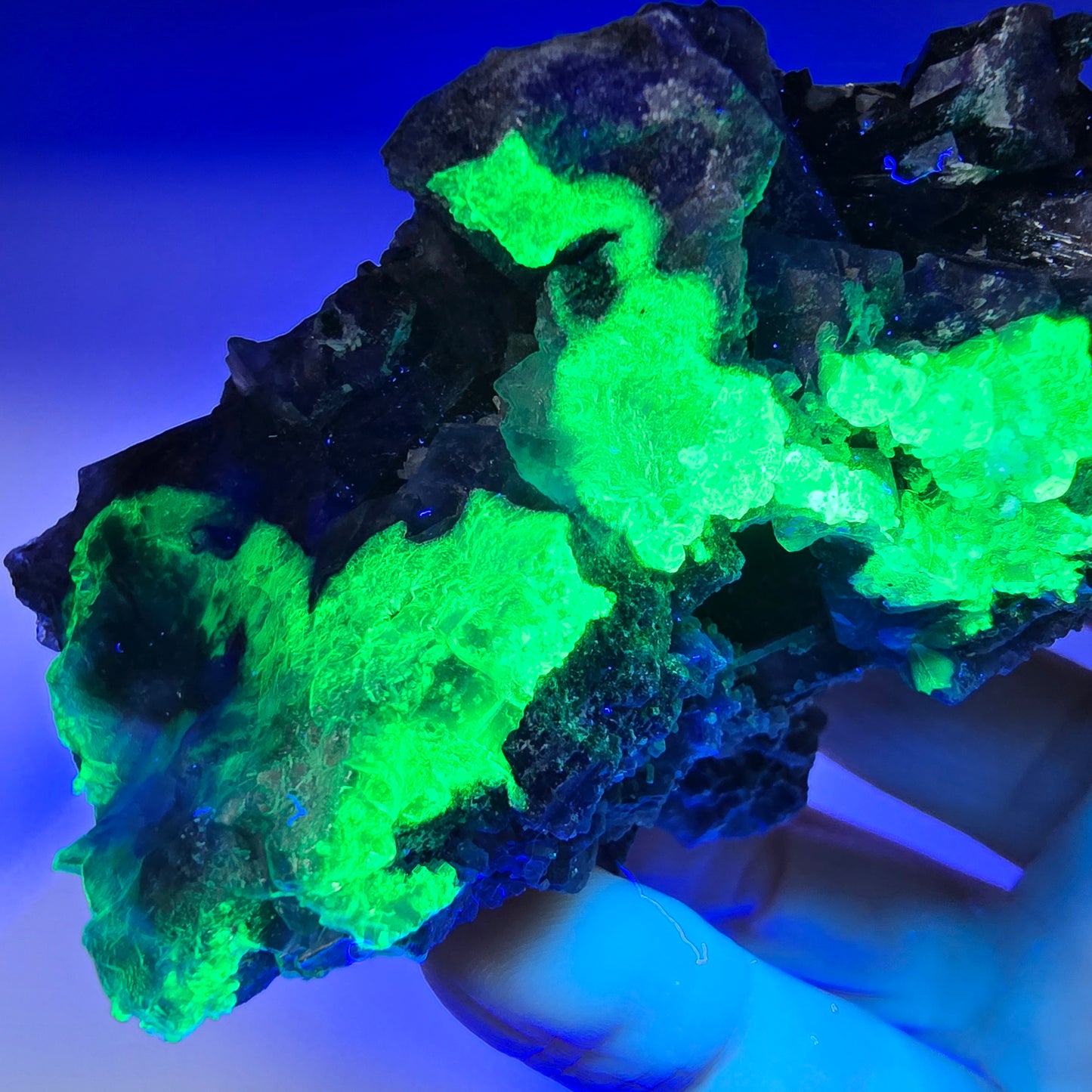 Fluorite fantôme colorée, hyalite, tourmaline schol, muscovite, Erongo, Namibie, 80 x 46 x 60 mm