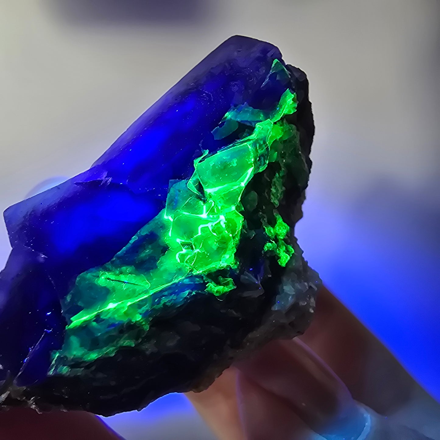 Bunte Phantom Fluorit Würfel Hyalit Muskovit Stufe Erongo, Namibia 51*39*30mm